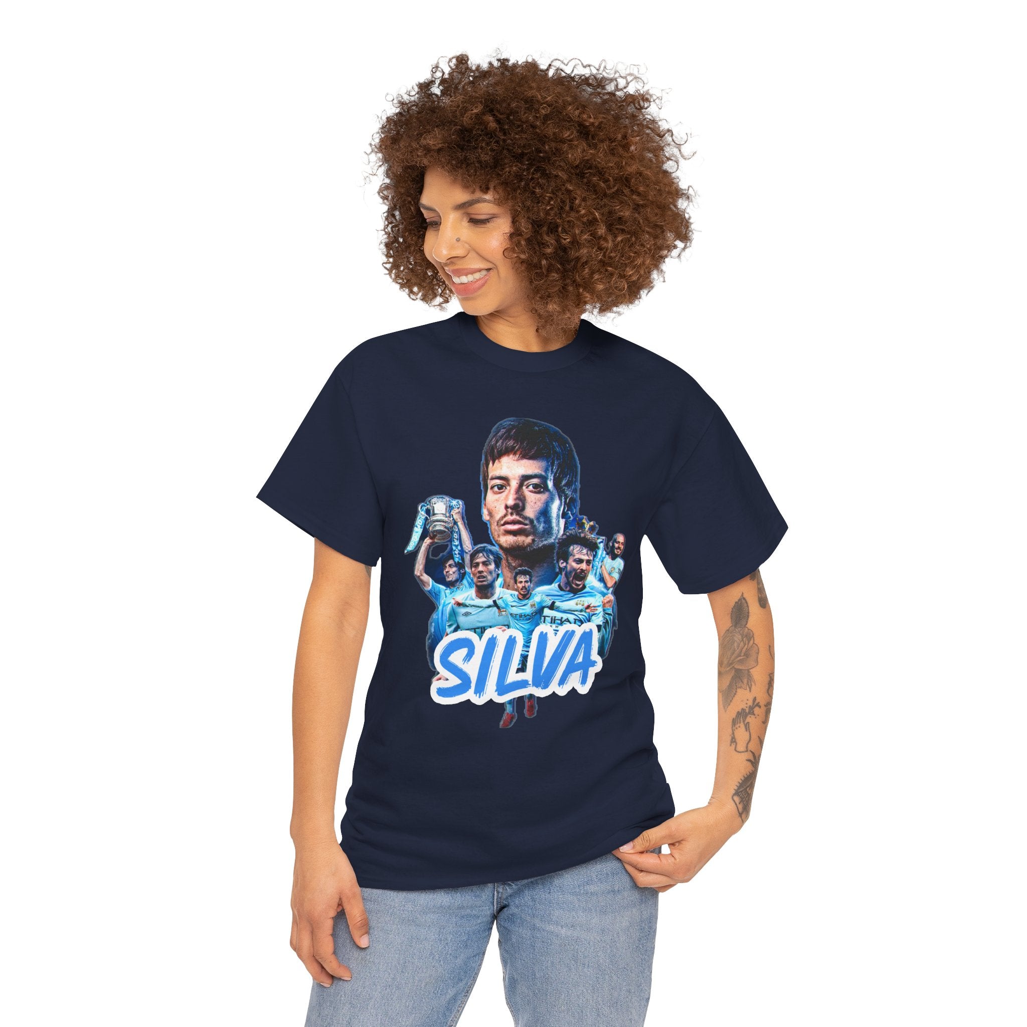 David Silva Manchester City Soccer Tee — Classic Player Portrait Football Shirt