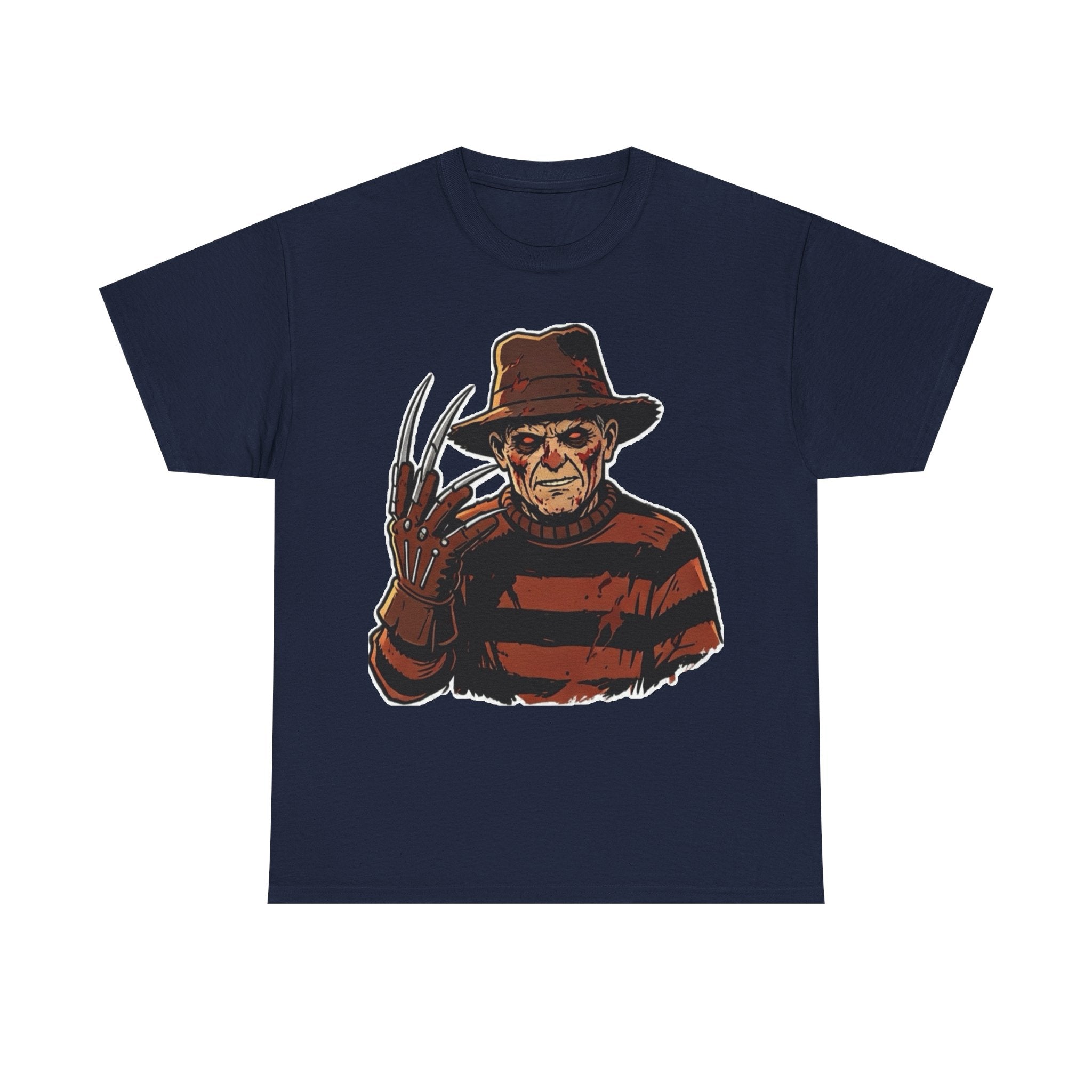 Freddy Krueger Horror Tee — Vintage Striped Nightmare Graphic