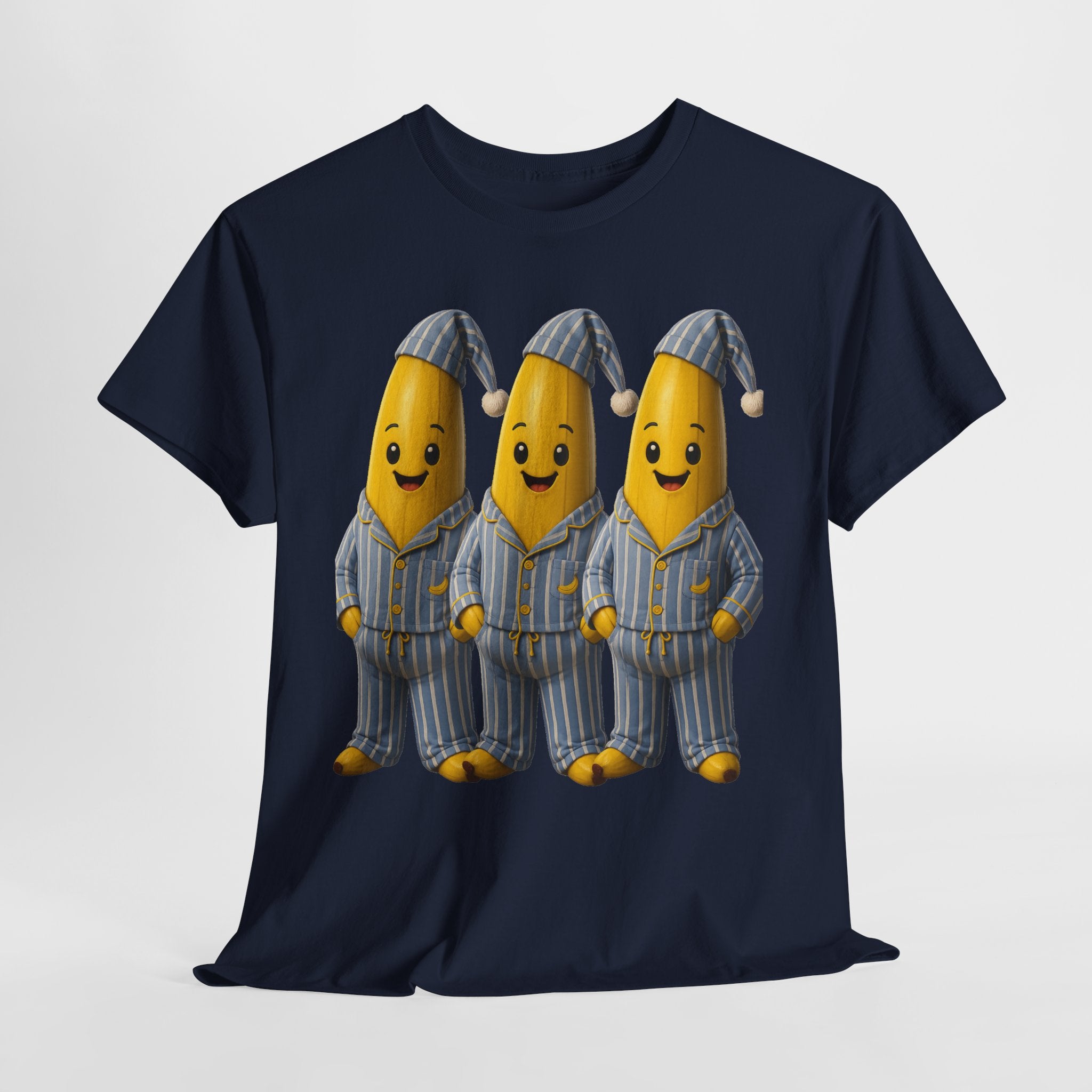 Bananas in Pyjamas – Three Smiling Bananas in Striped Pajamas Graphic T-Shirt