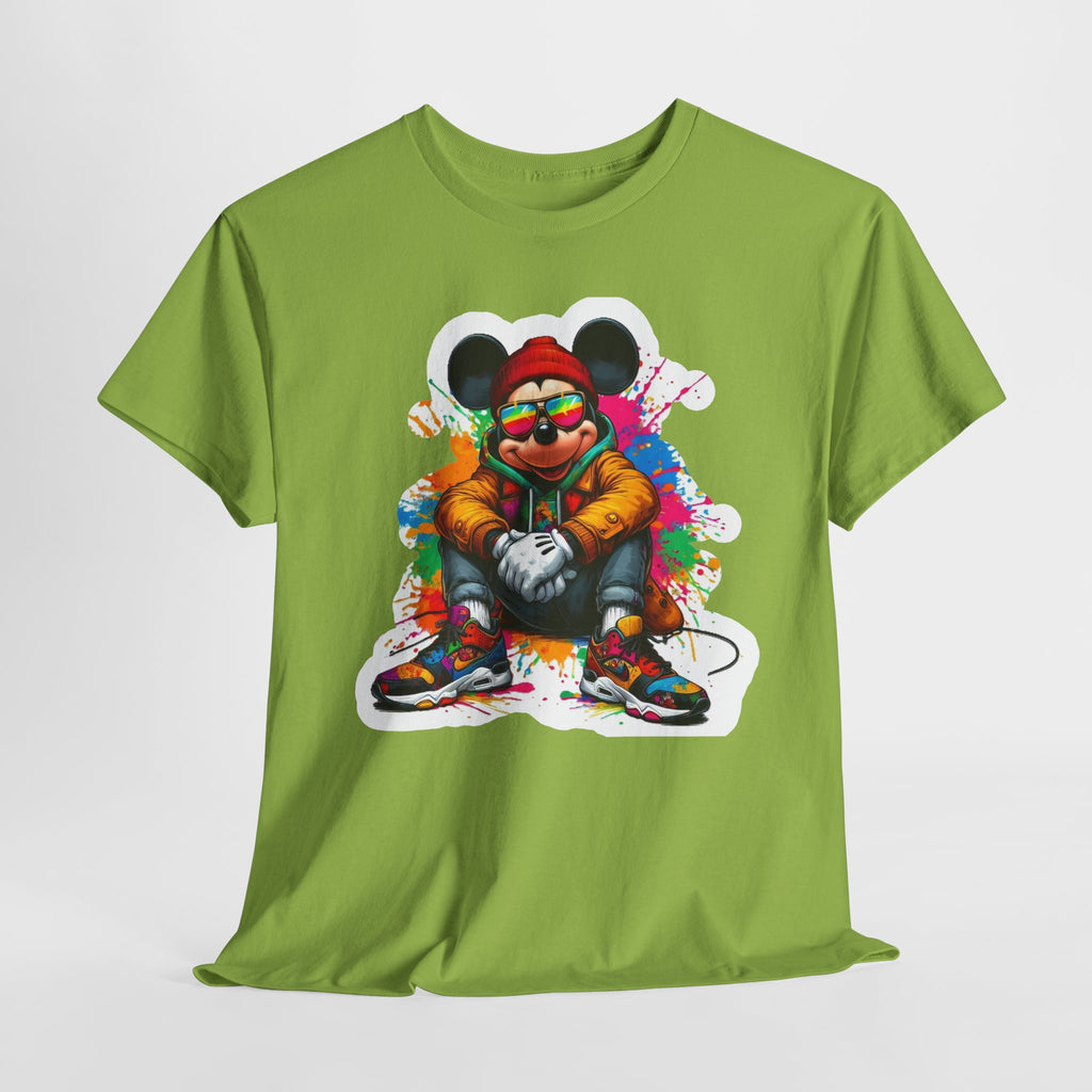 Streetwear Mouse Graphic Tee — Colorful Urban Hip-Hop Cartoon Shirt