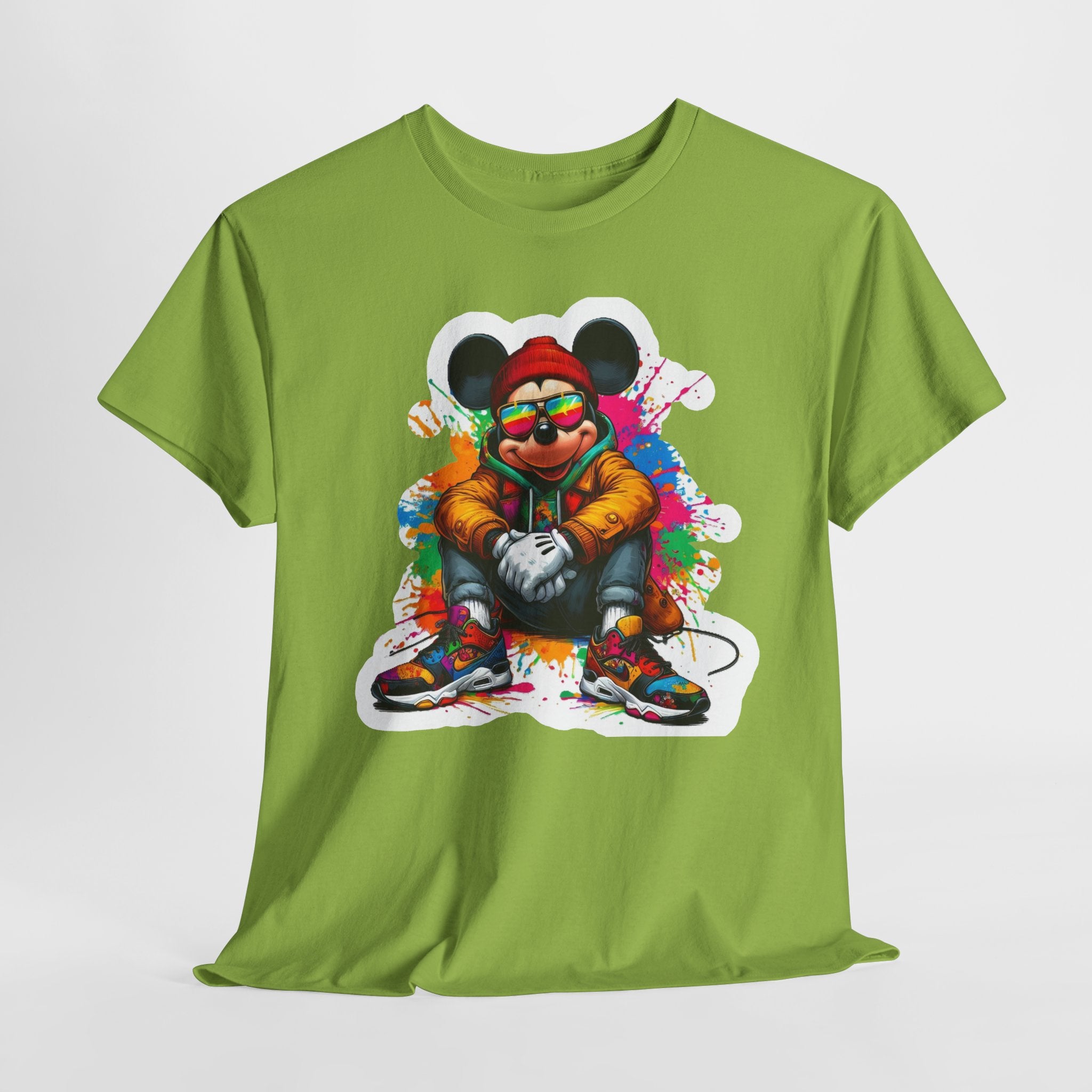 Streetwear Mouse Graphic Tee — Colorful Urban Hip-Hop Cartoon Shirt