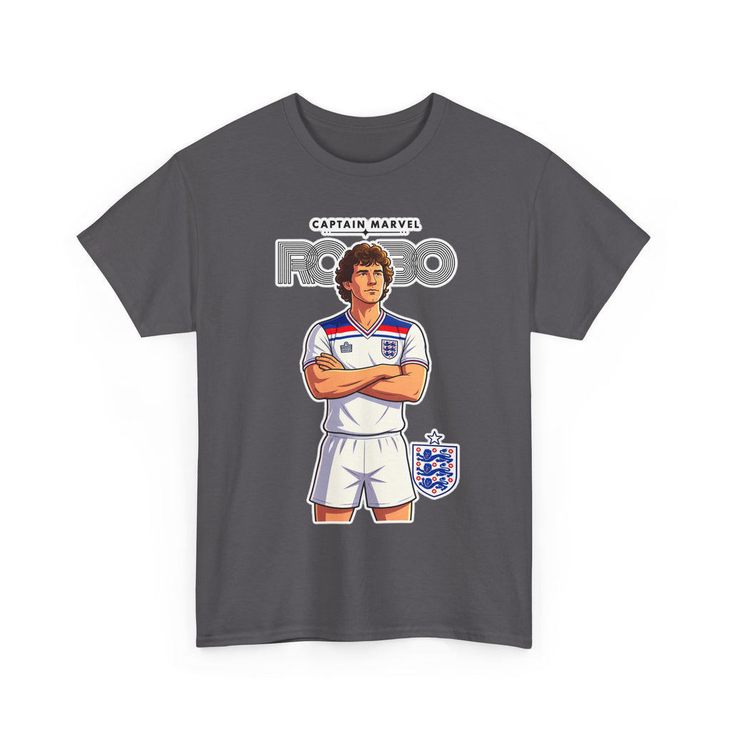 Bryan Robson Retro England Football Cotton T-Shirt / Tee — "Captain Marvel" Soccer Player Graphic