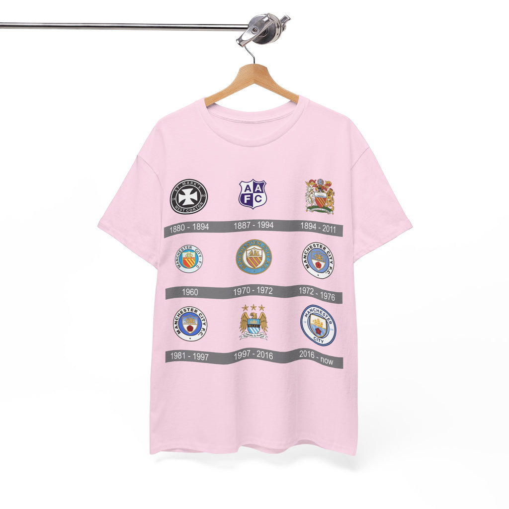 Manchester City Crest Timeline T-Shirt — Retro Club Crest History Tee