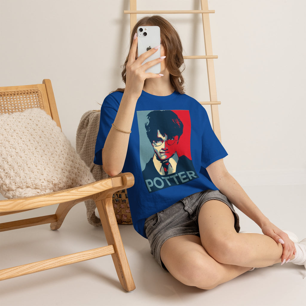 Harry Potter Inspired Vintage Wizard Portrait Cotton T‑Shirt — 'Potter' Graphic Tee