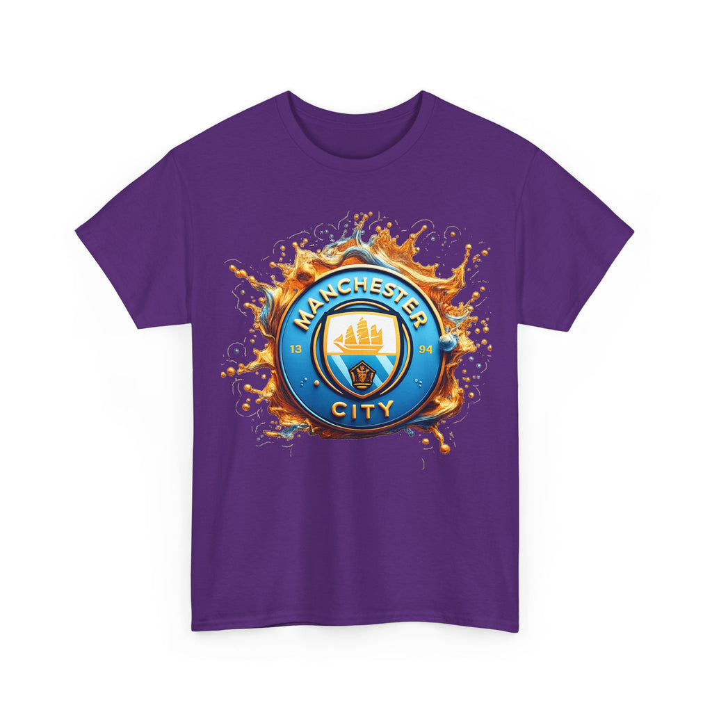 Manchester City Inspired Splash Logo Cotton T-Shirt