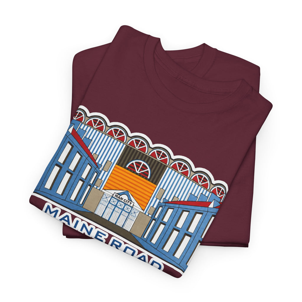 Maine Road 1923–2003 Cotton T-Shirt — Vintage Stadium Illustration Tee