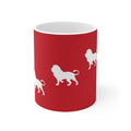3 Lions Silhouette Ceramic Mug — Red Safari Coffee Cup (11oz & 15oz)