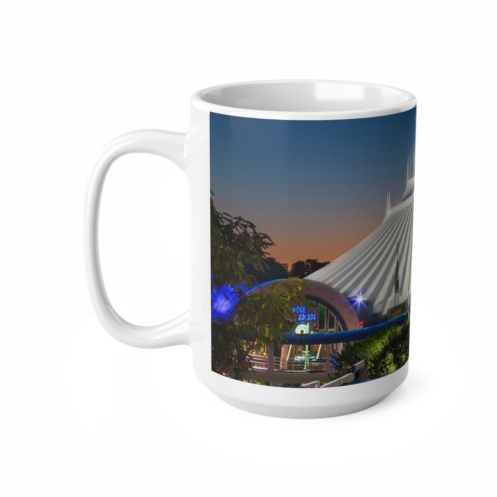 Space Mountain Sunset Ceramic Coffee Mug — Theme Park Photo Mug (11oz & 15oz)