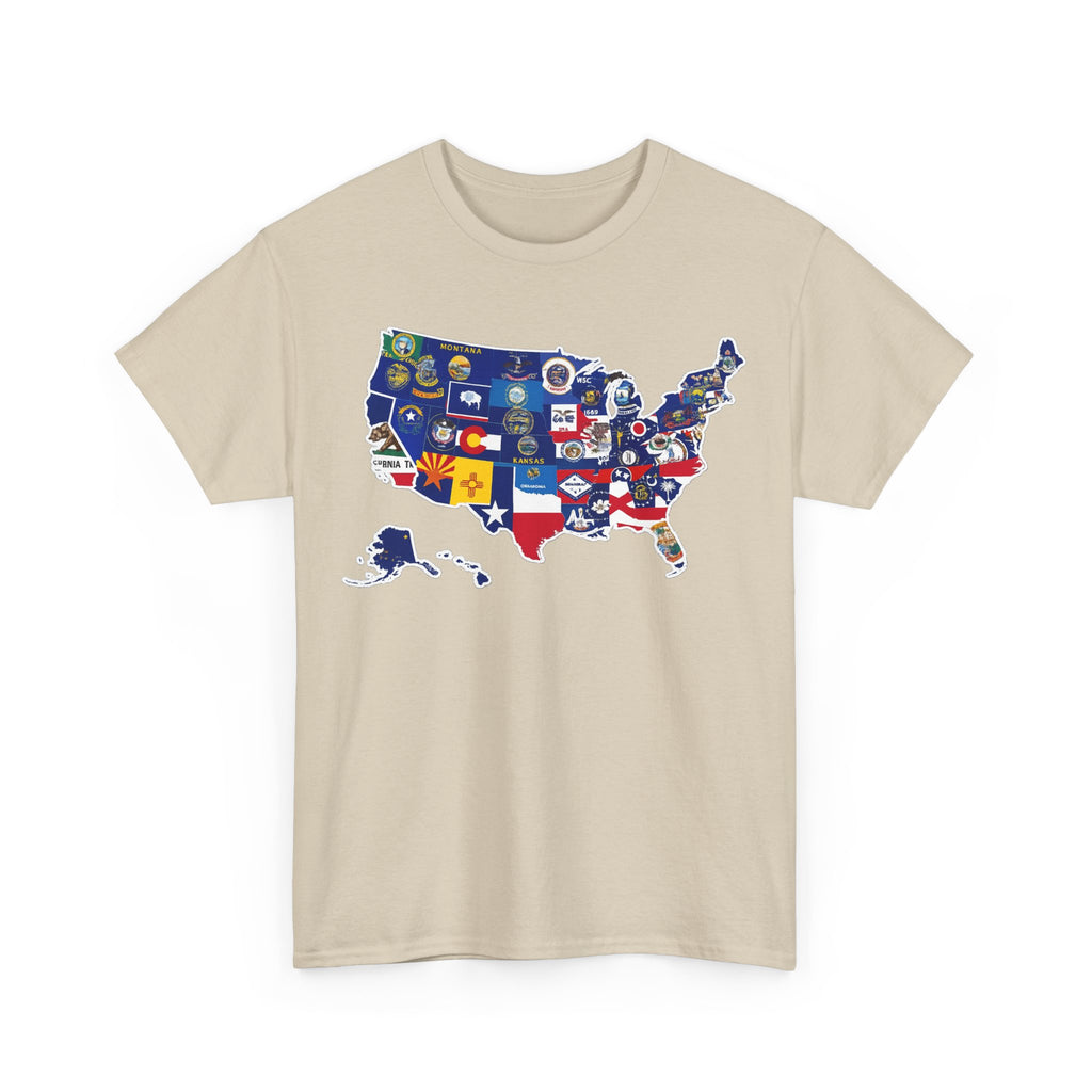 USA Map Flag T-Shirt — United States State Flag Map Tee