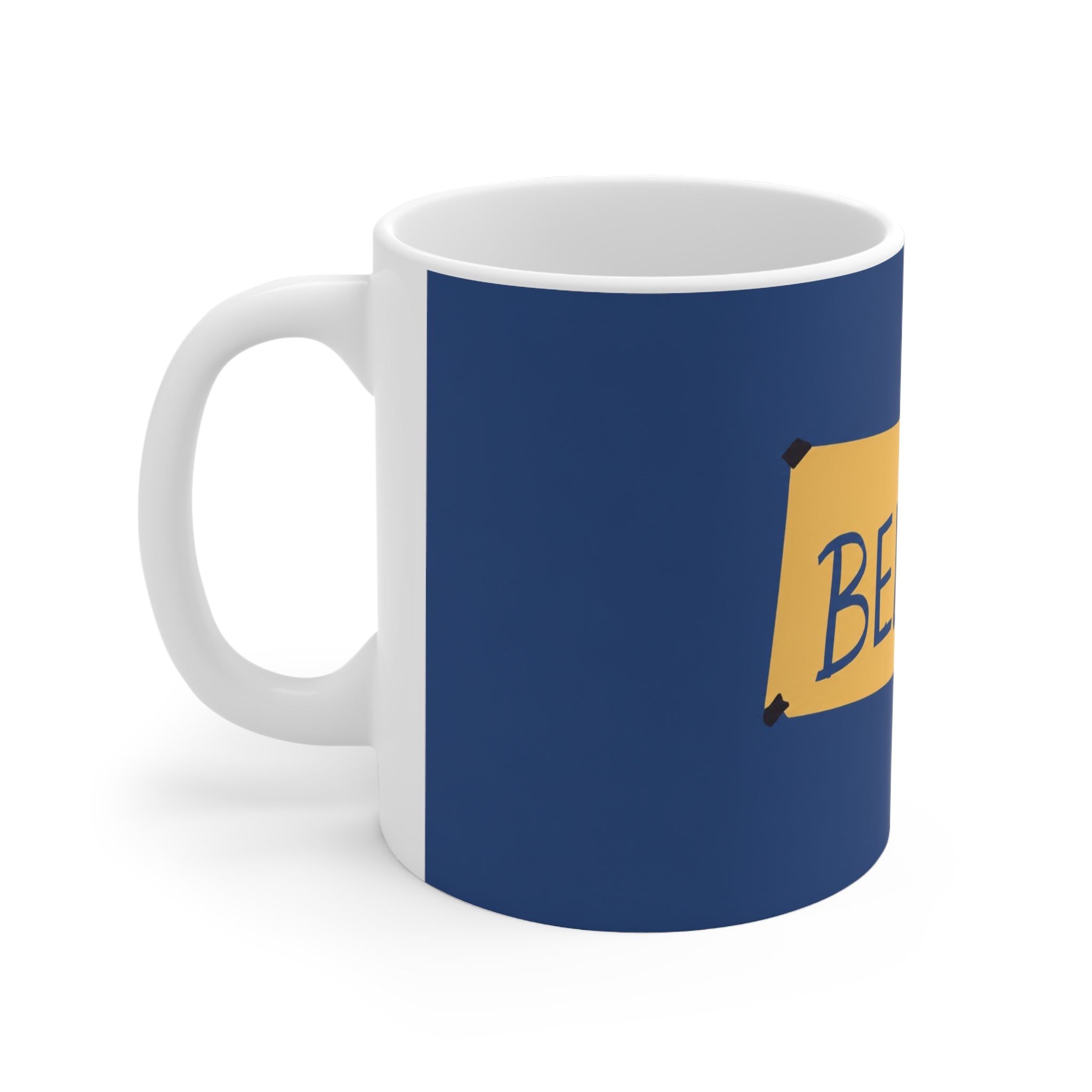 Ted Lasso Inspired Believe Ceramic Coffee Mug – Inspirational Blue & Gold 11oz/15oz