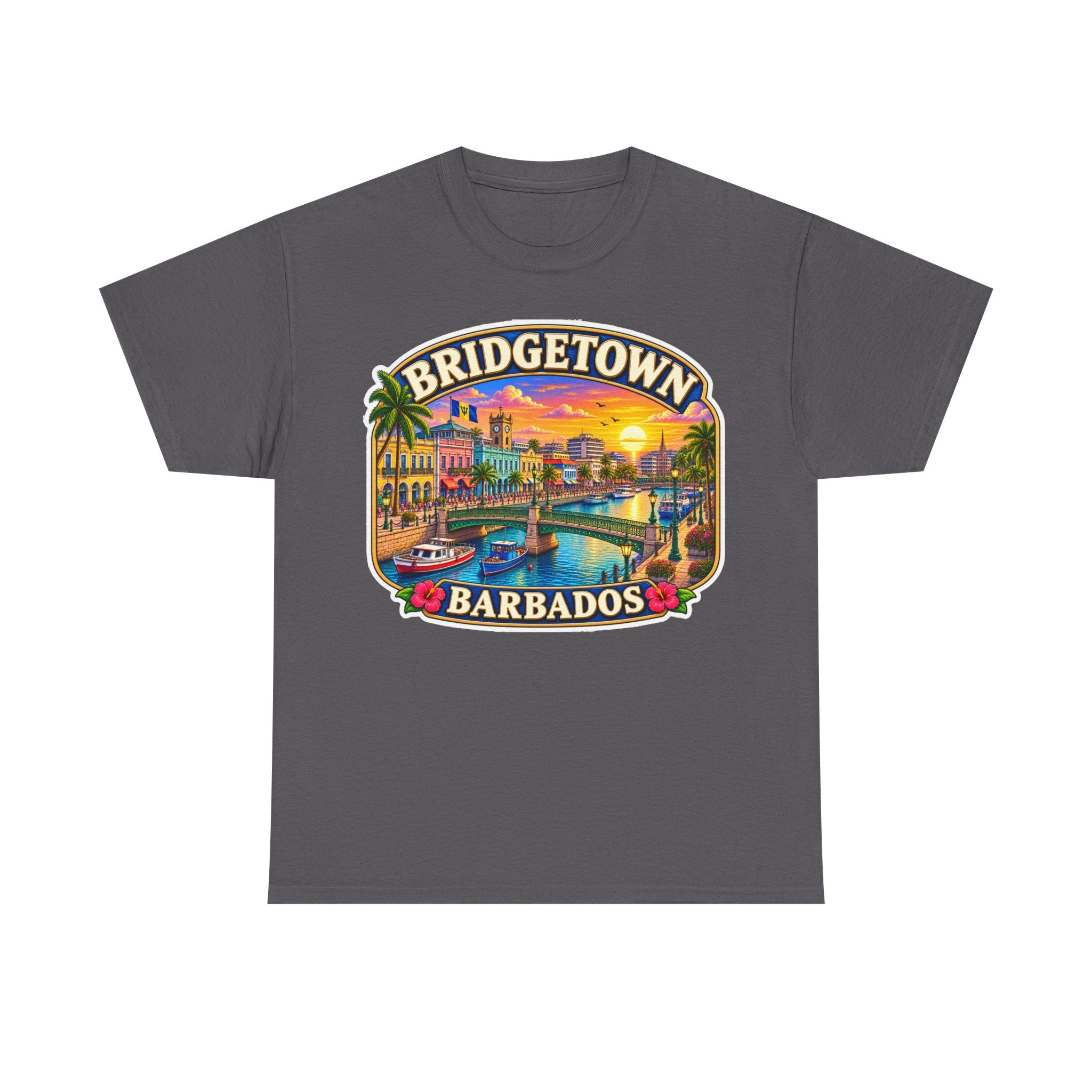 Bridgetown Barbados Vintage Sunset Tee — Caribbean Travel Souvenir T-Shirt