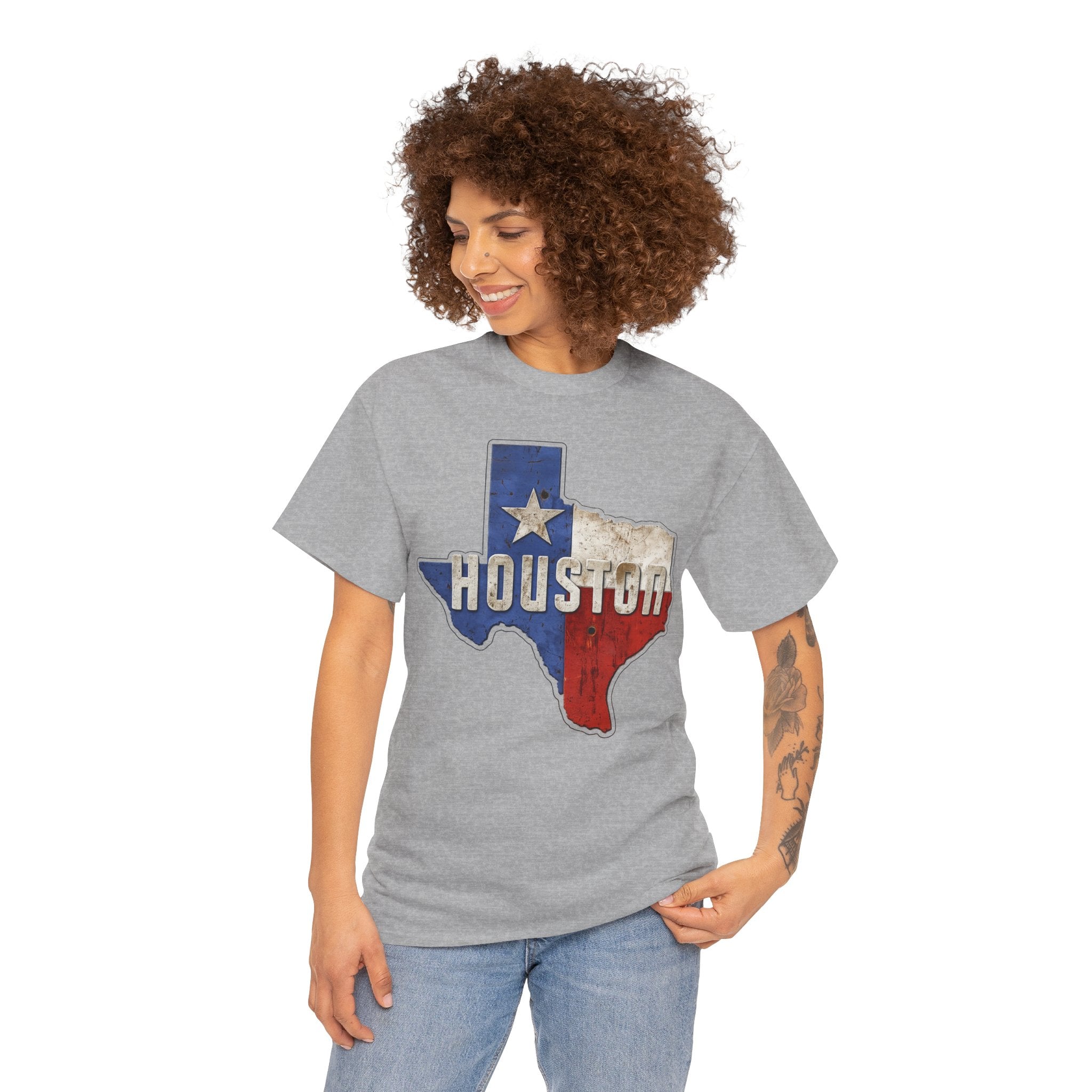 Houston Texas Flag Graphic Tee — Vintage State Outline T-Shirt