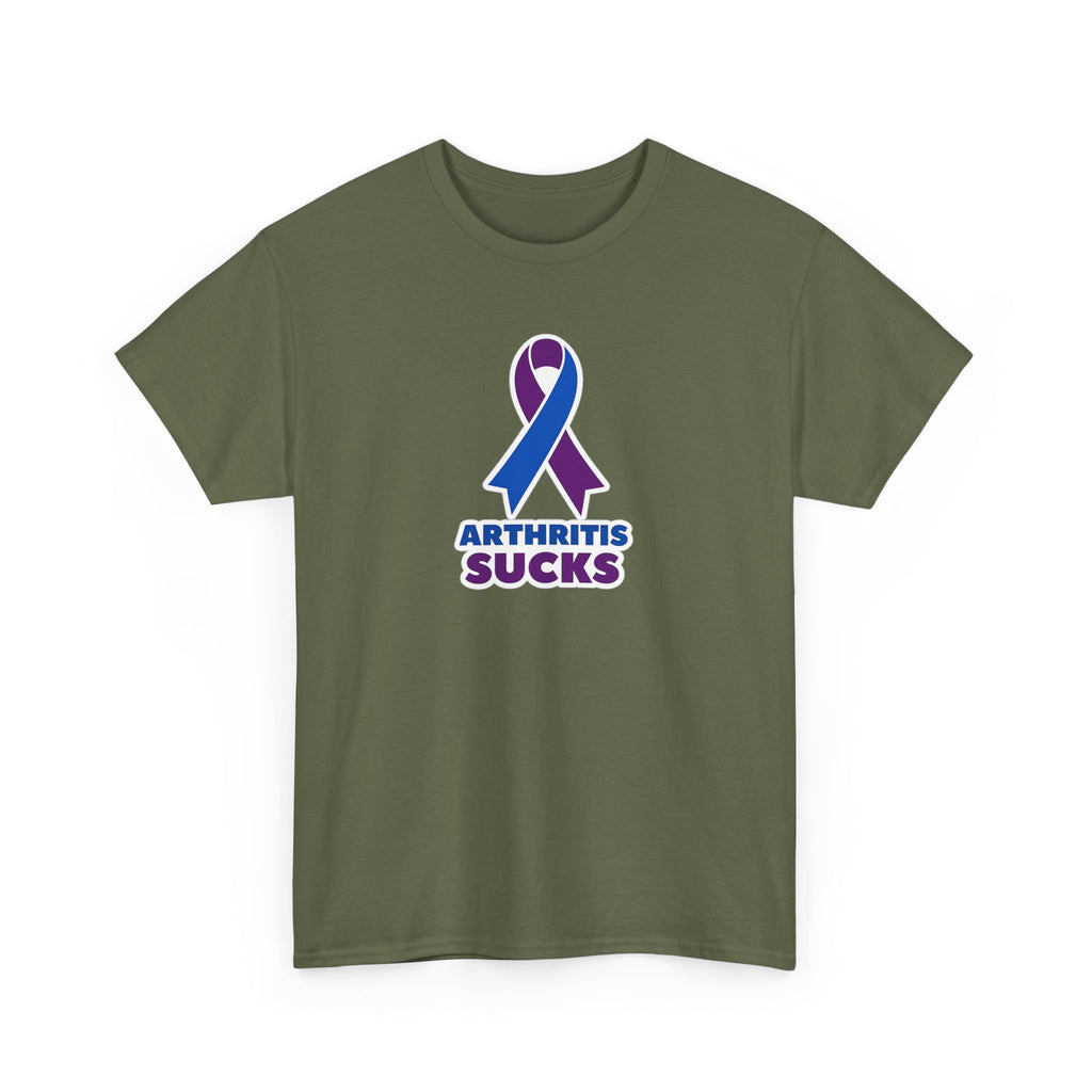 Arthritis Sucks Awareness T-Shirt — Purple & Blue Ribbon Support Tee
