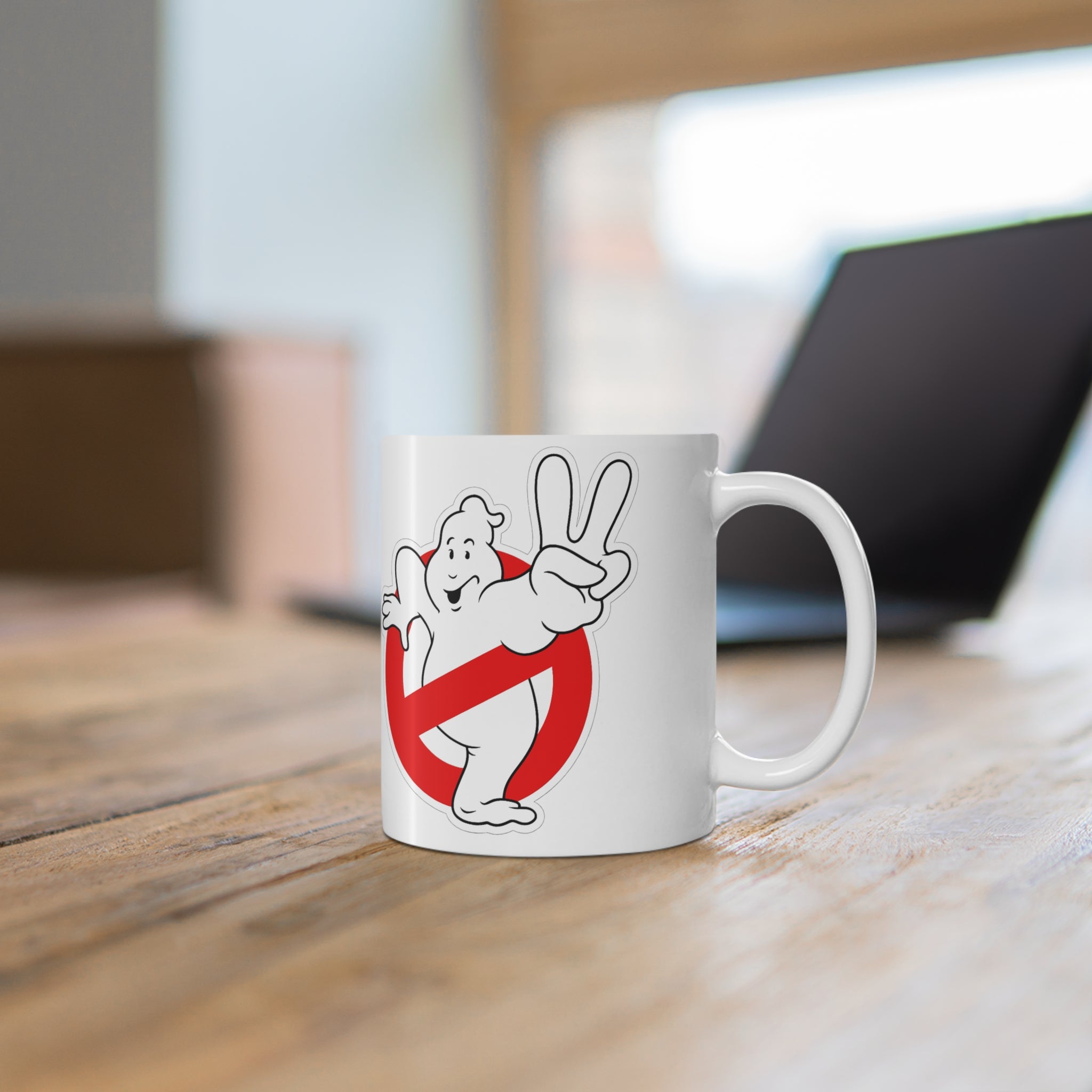 Ghostbusters 2 Logo Mug — Retro Ghost Logo Ceramic Coffee Cup (11oz & 15oz)
