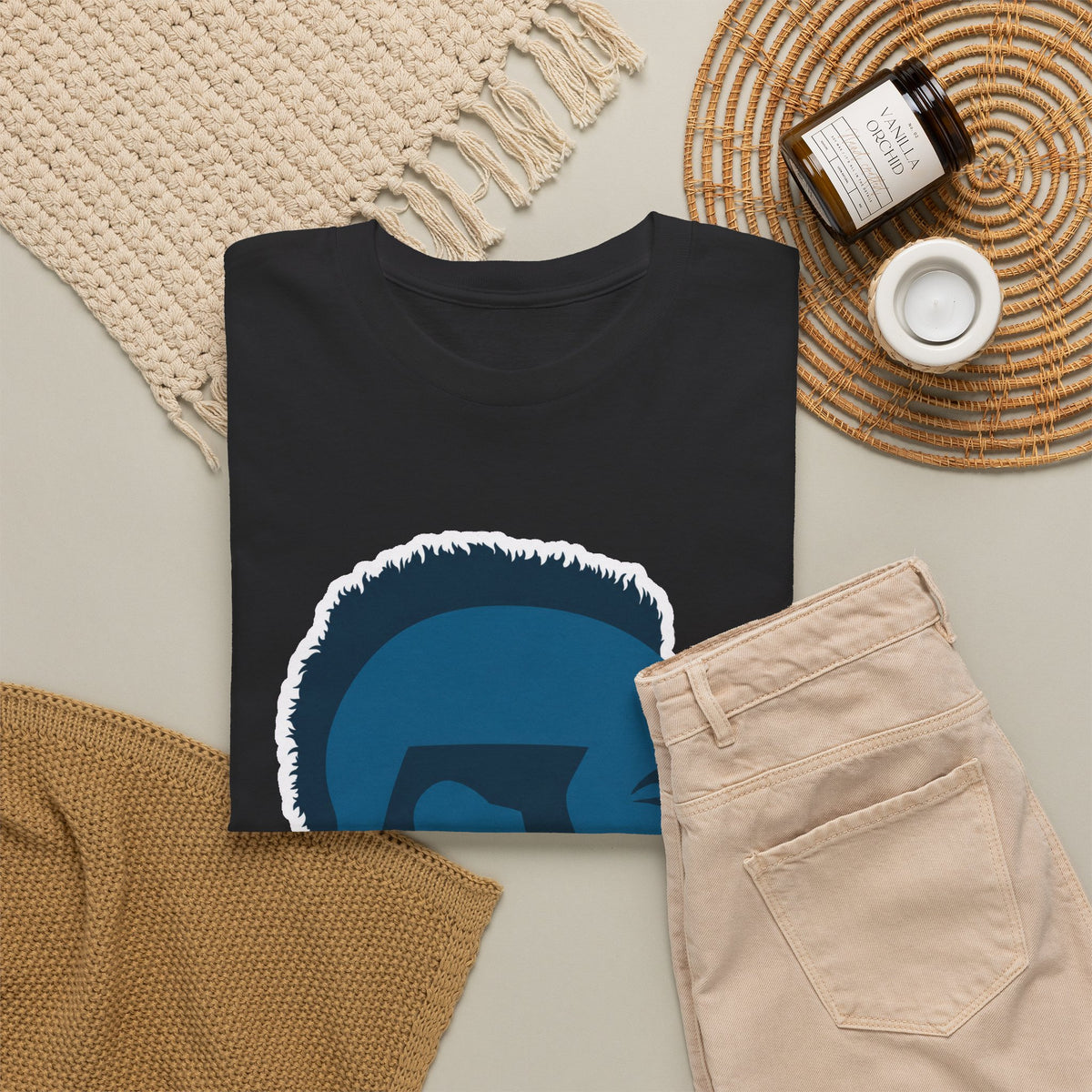 Mr T Profile Silhouette T‑Shirt – Blue Head & Gold Earring Graphic