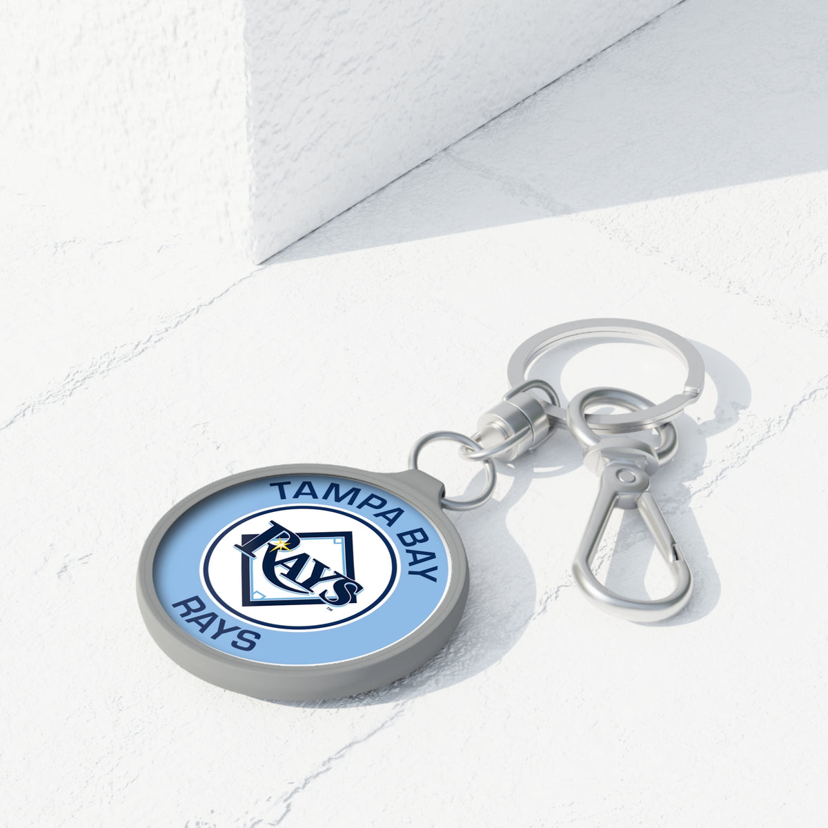 Tampa Bay Rays Round Keyring Tag — MLB Baseball Team Keychain