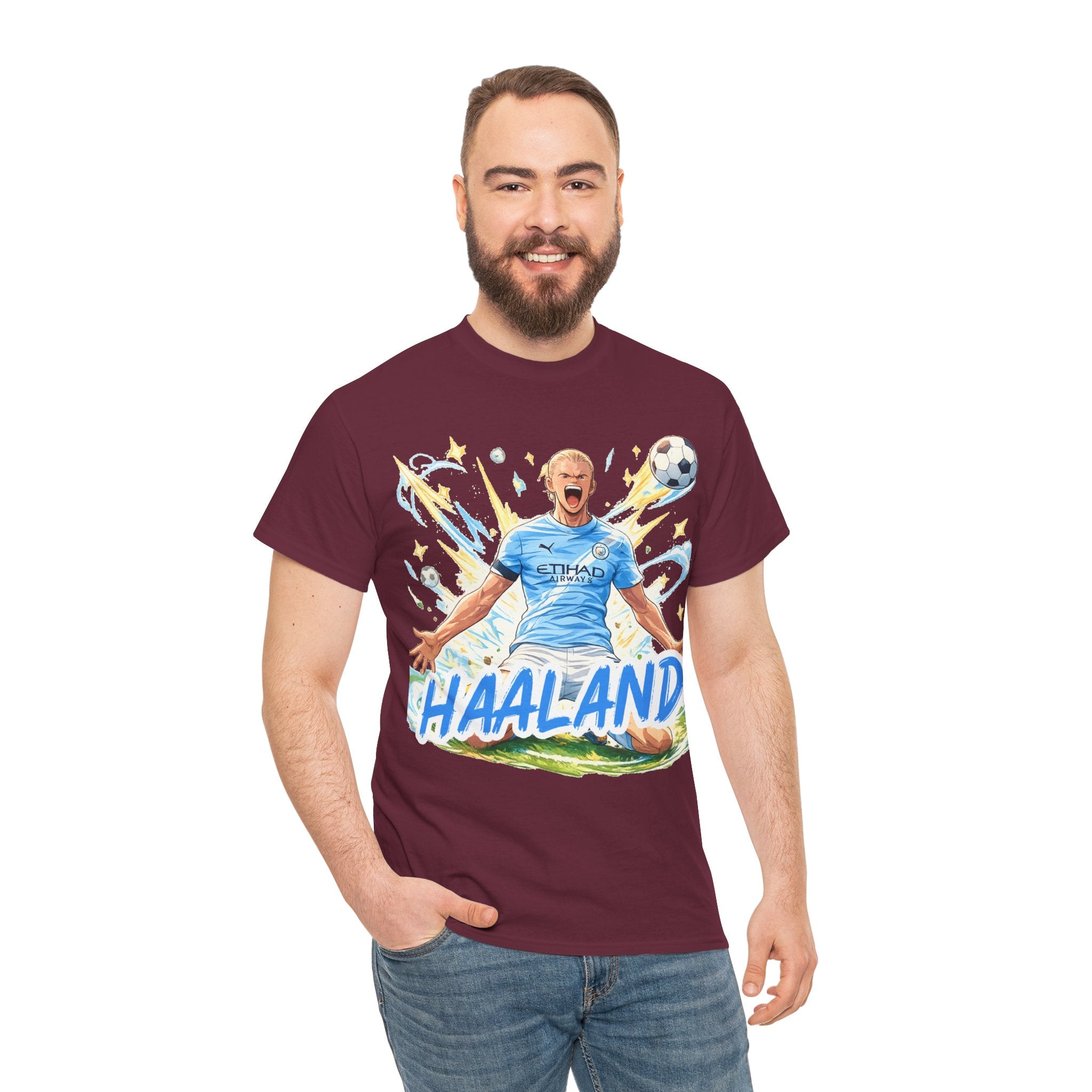 Erling Haaland Anime Fan Tee — Celebratory Football Player Graphic T-Shirt