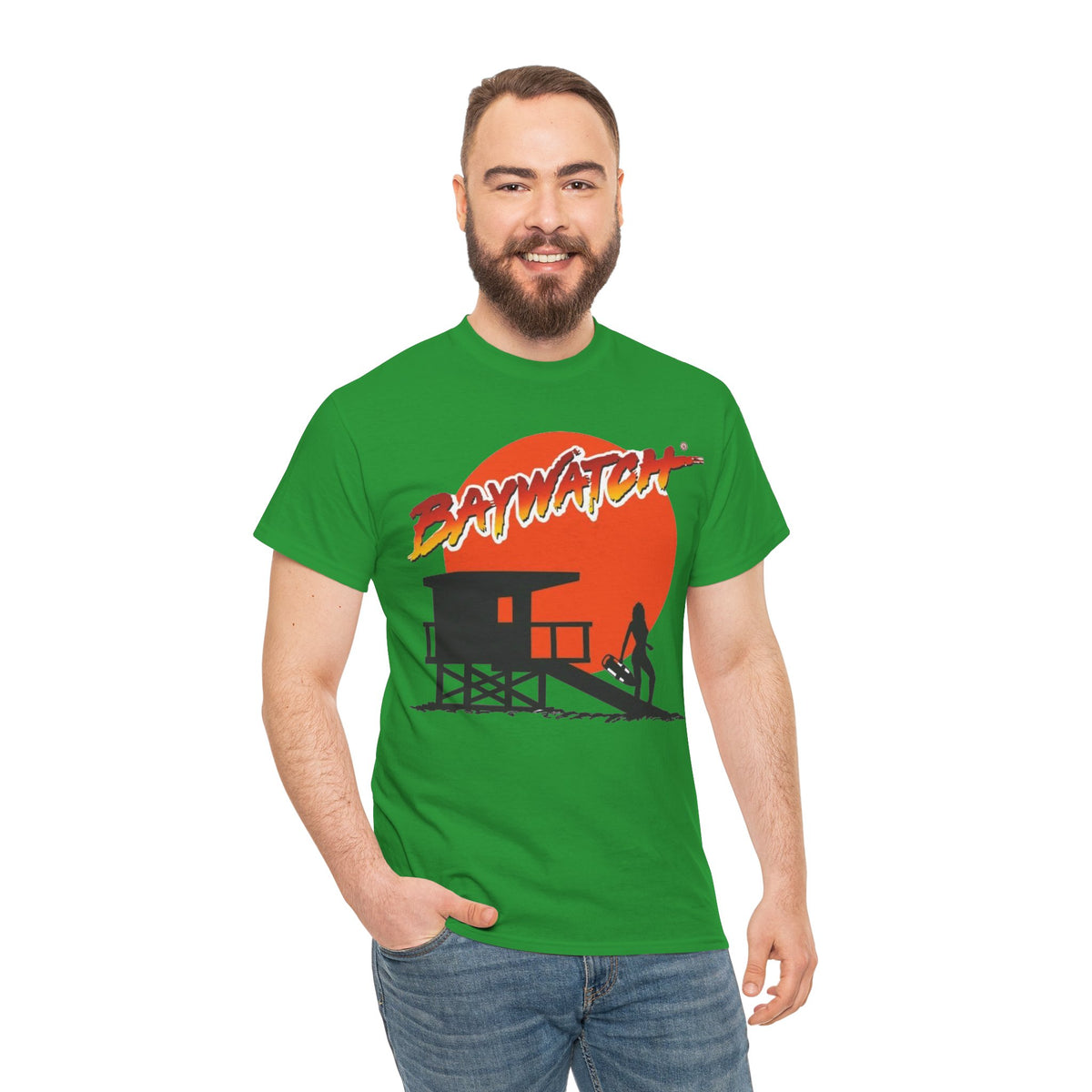 Baywatch Lifeguard Sunset Cotton T-Shirt