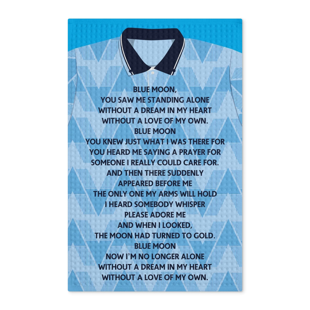 Manchester City Retro Shirt Blue Moon Lyrics Tea Towel — Waffle Weave Double-Sided Kitchen Towel
