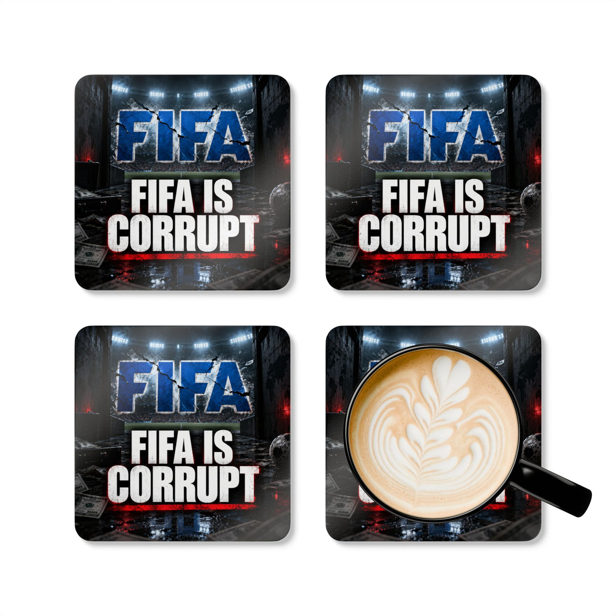 FIFA Is Corrupt Graphic Drink Coasters Cork Coaster Set