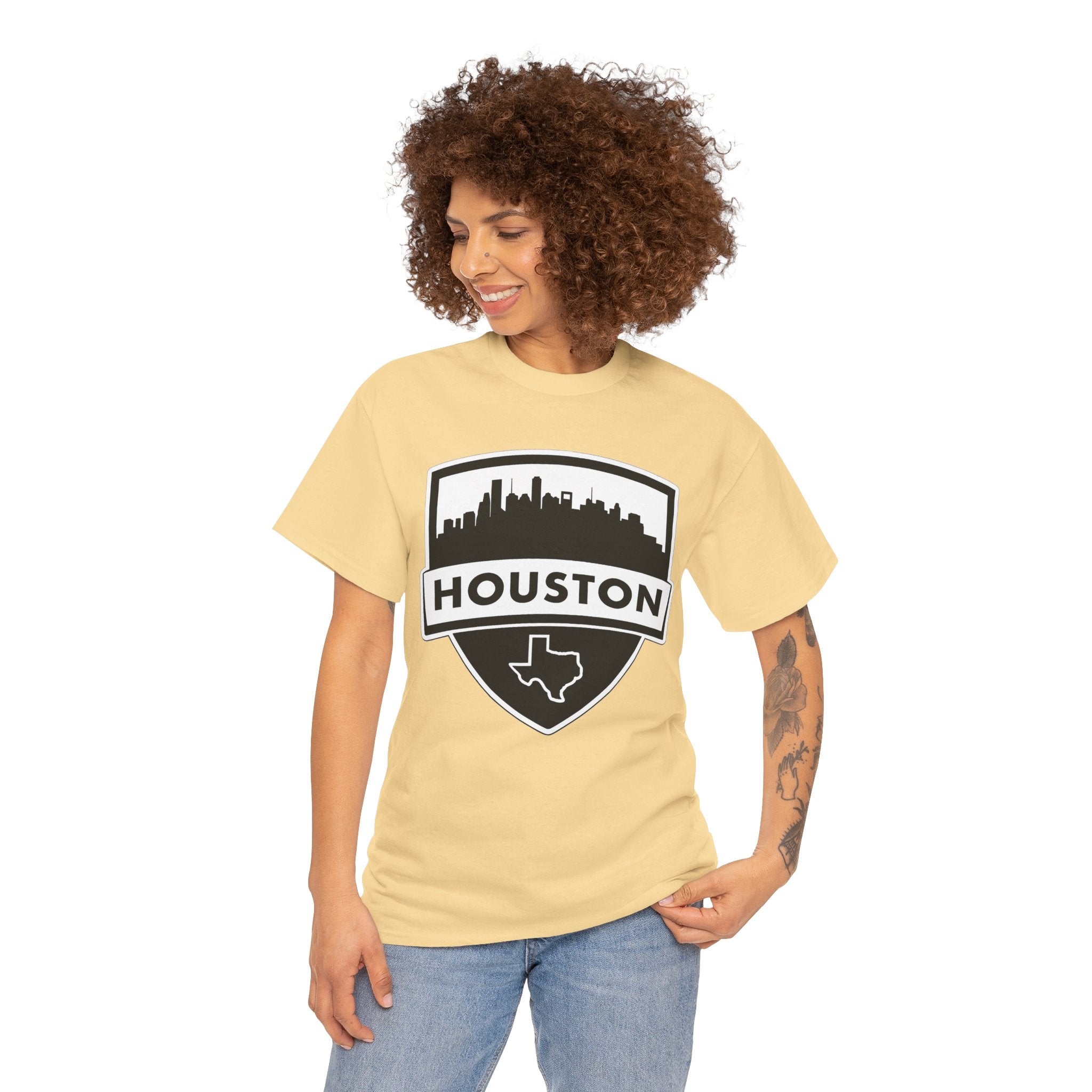 Houston Skyline Shield T-Shirt — Texas Outline City Pride Tee