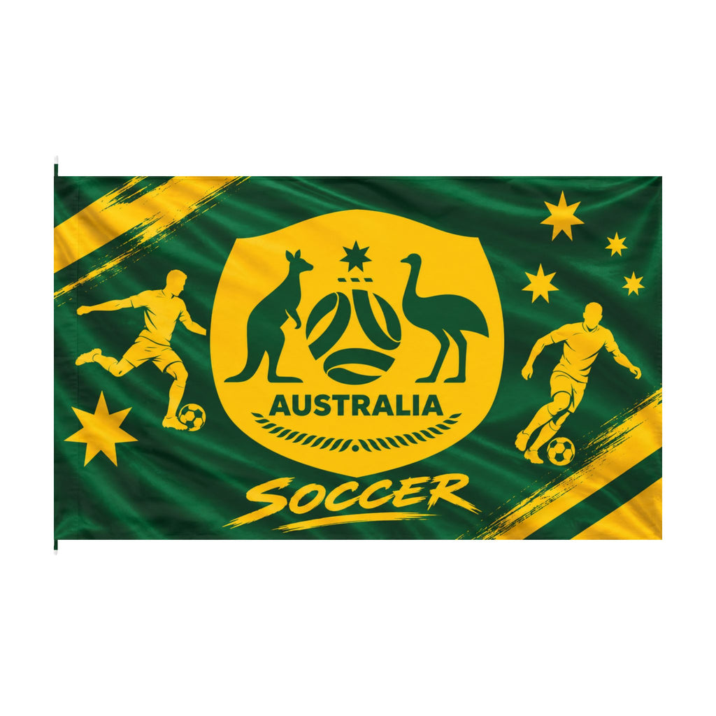 Australia Soccer Flag — Green & Gold Double-Sided Fan Banner