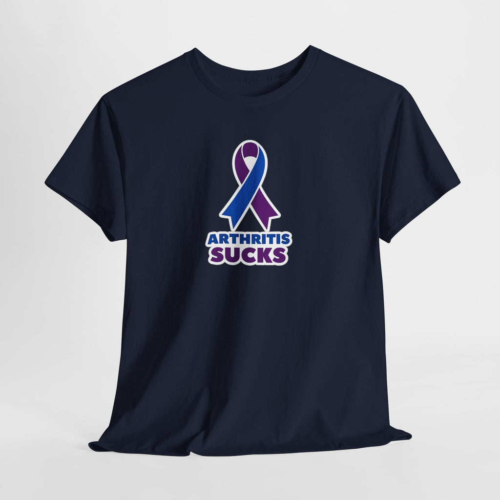 Arthritis Sucks Awareness T-Shirt — Purple & Blue Ribbon Support Tee