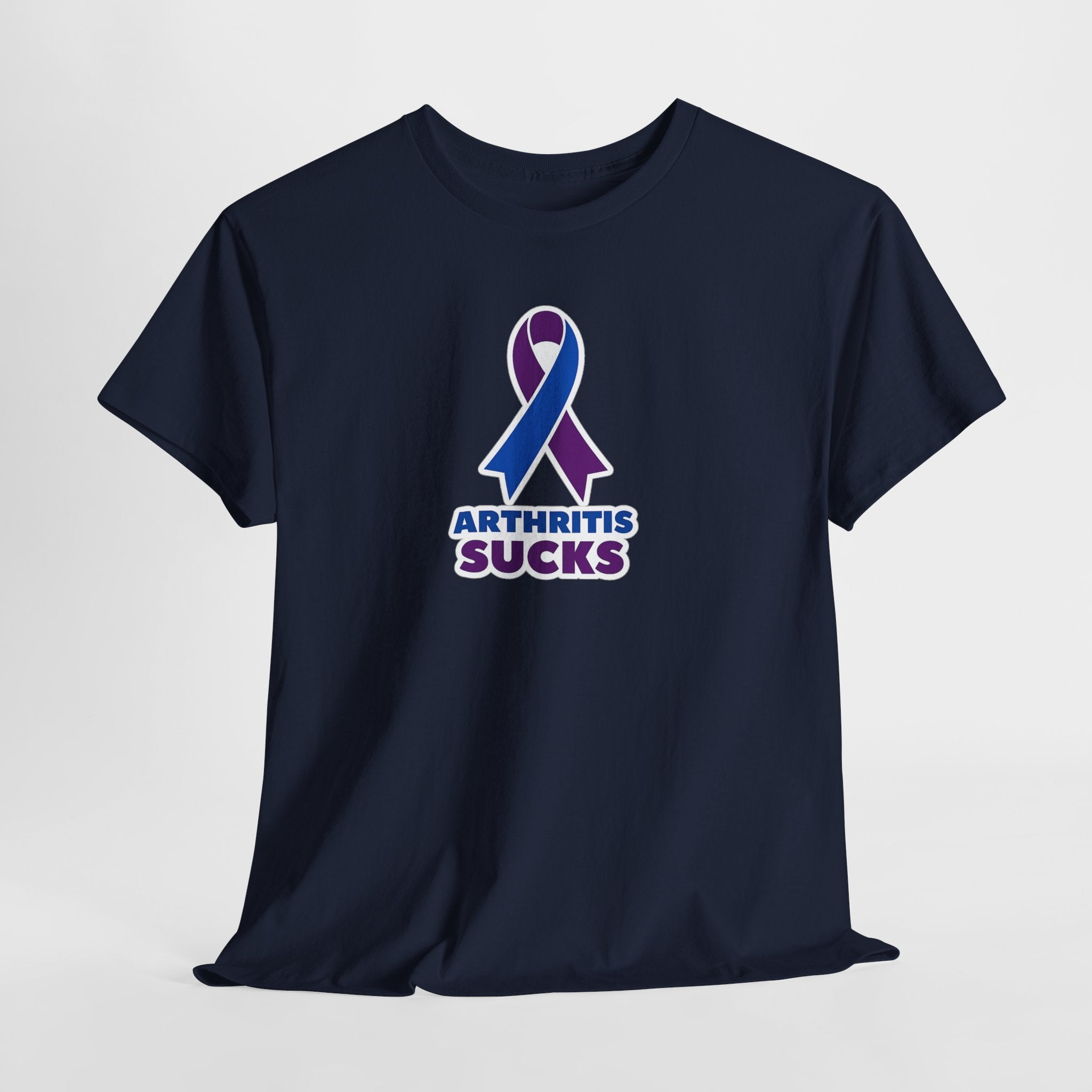 Arthritis Sucks Awareness T-Shirt — Purple & Blue Ribbon Support Tee
