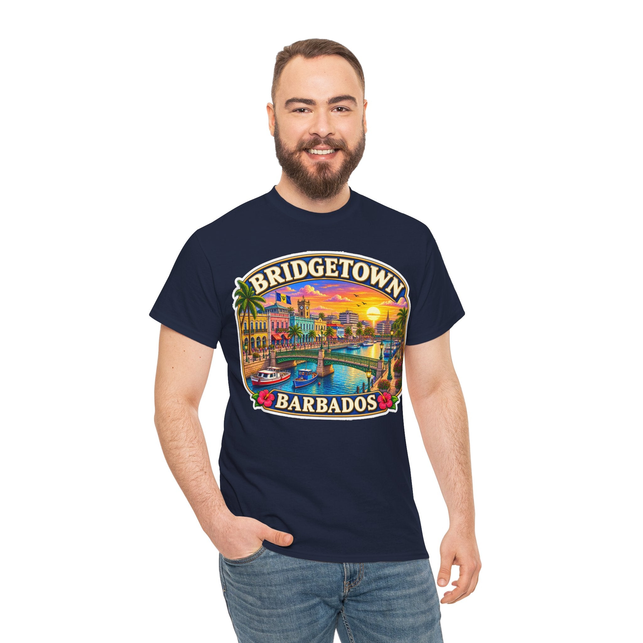 Bridgetown Barbados Vintage Sunset Tee — Caribbean Travel Souvenir T-Shirt