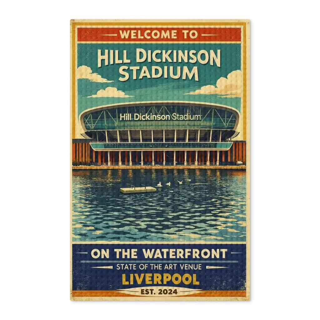 Hill Dickinson Stadium Liverpool Tea Towel — Waterfront Vintage Poster Design