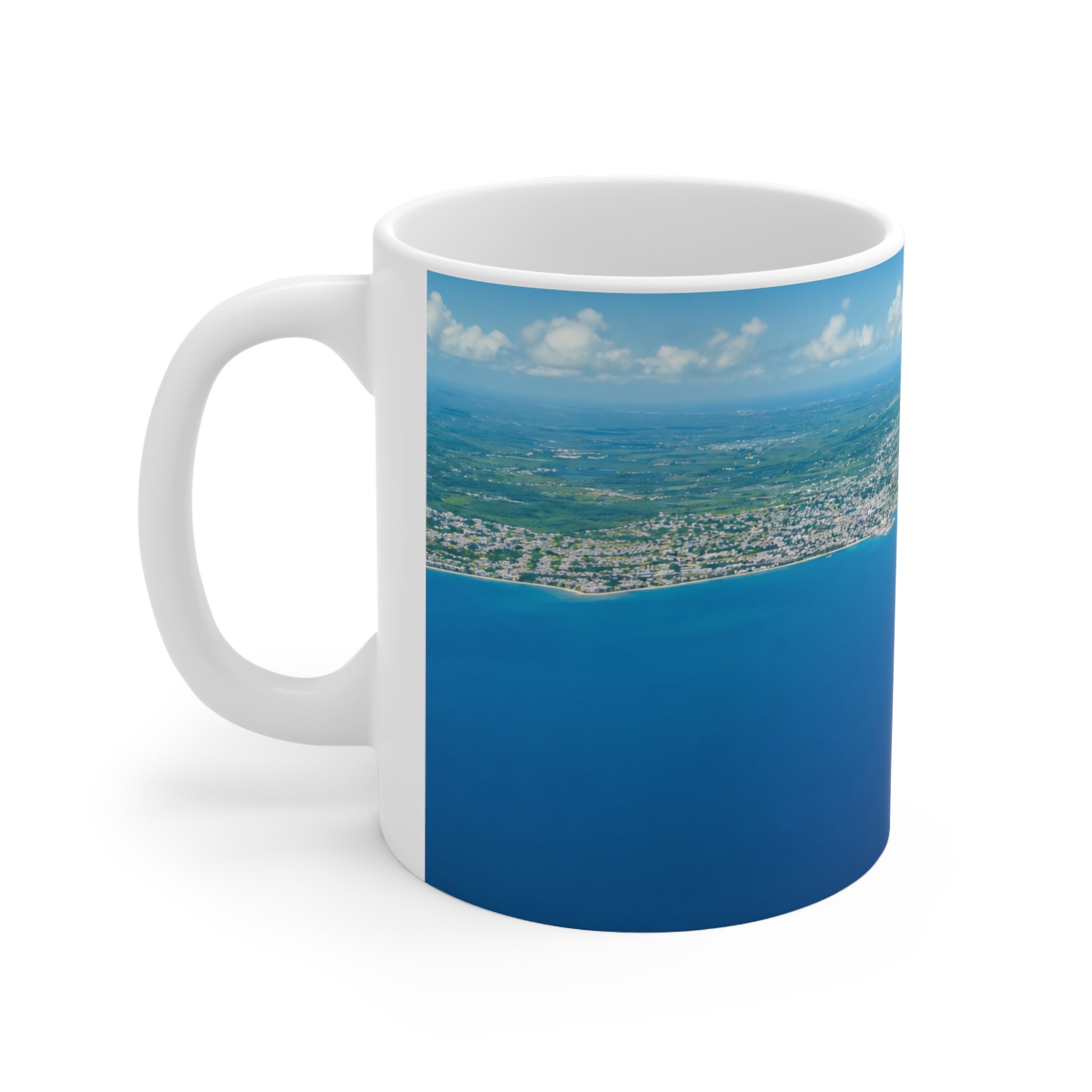 Barbados Coastal Aerial Photo Ceramic Mug — Ocean Blue 11oz & 15oz