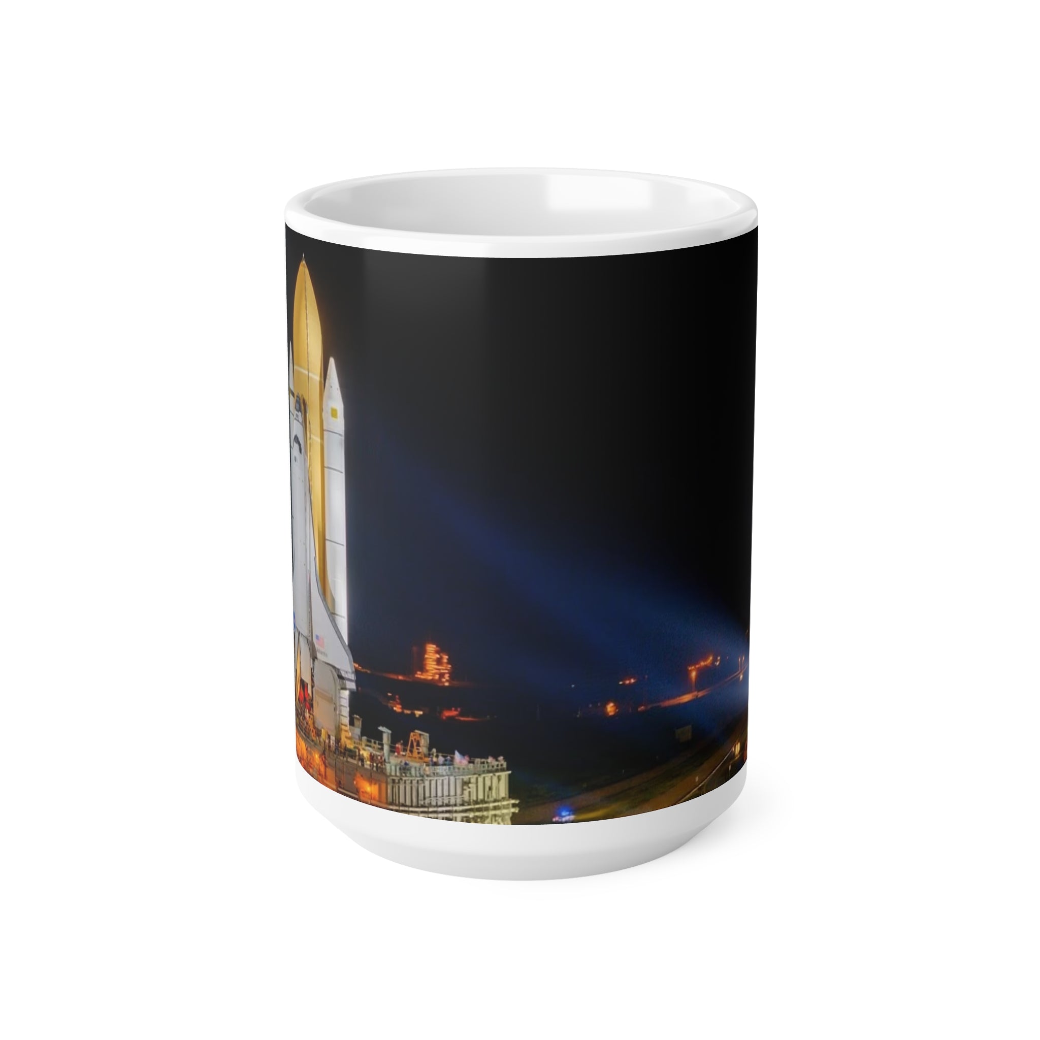 Space Shuttle Night Launch Ceramic Mug — NASA Rocket Coffee Cup (11oz/15oz)