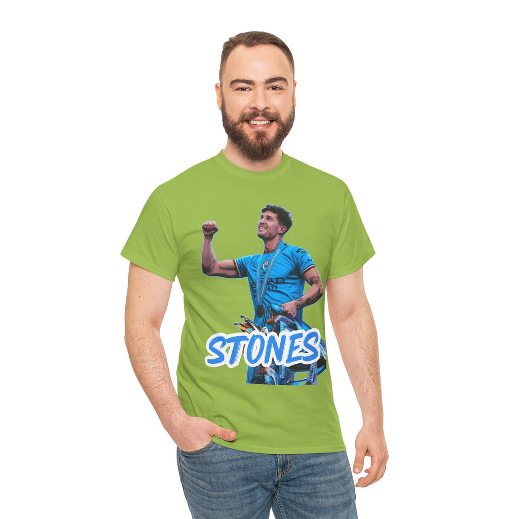 John Stones Manchester City Soccer Fan Tee — Blue Player Graphic T-Shirt