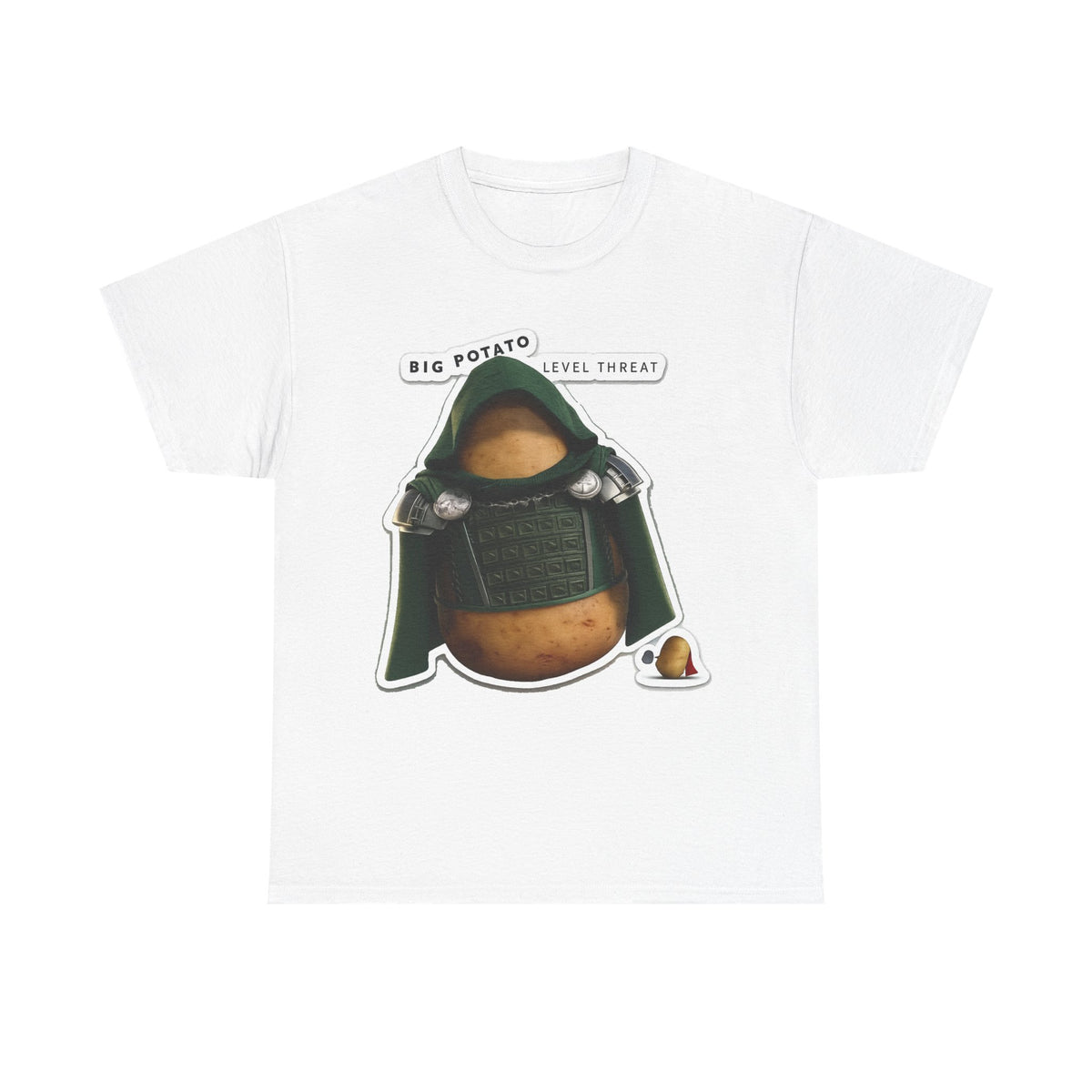 Big Potato "Level Threat" Doom Tee — Funny Potato Soldier Graphic T-Shirt