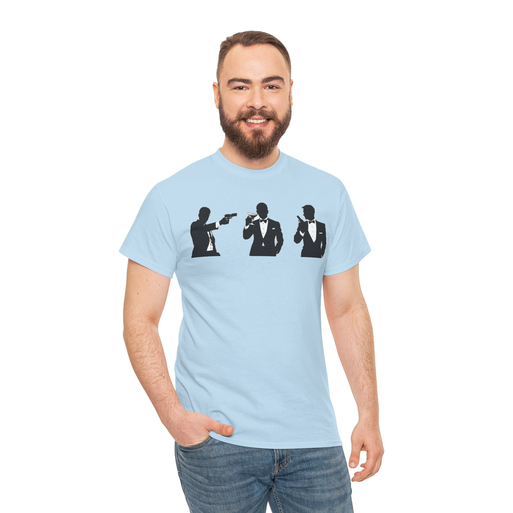 Bond in Suits Silhouette Tee — Classic James Bond Tuxedo Graphic Shirt