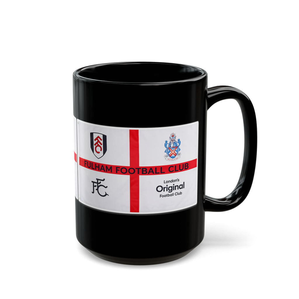 Fulham Football Club Black Mug – Crest & England Flag Design (11oz/15oz)