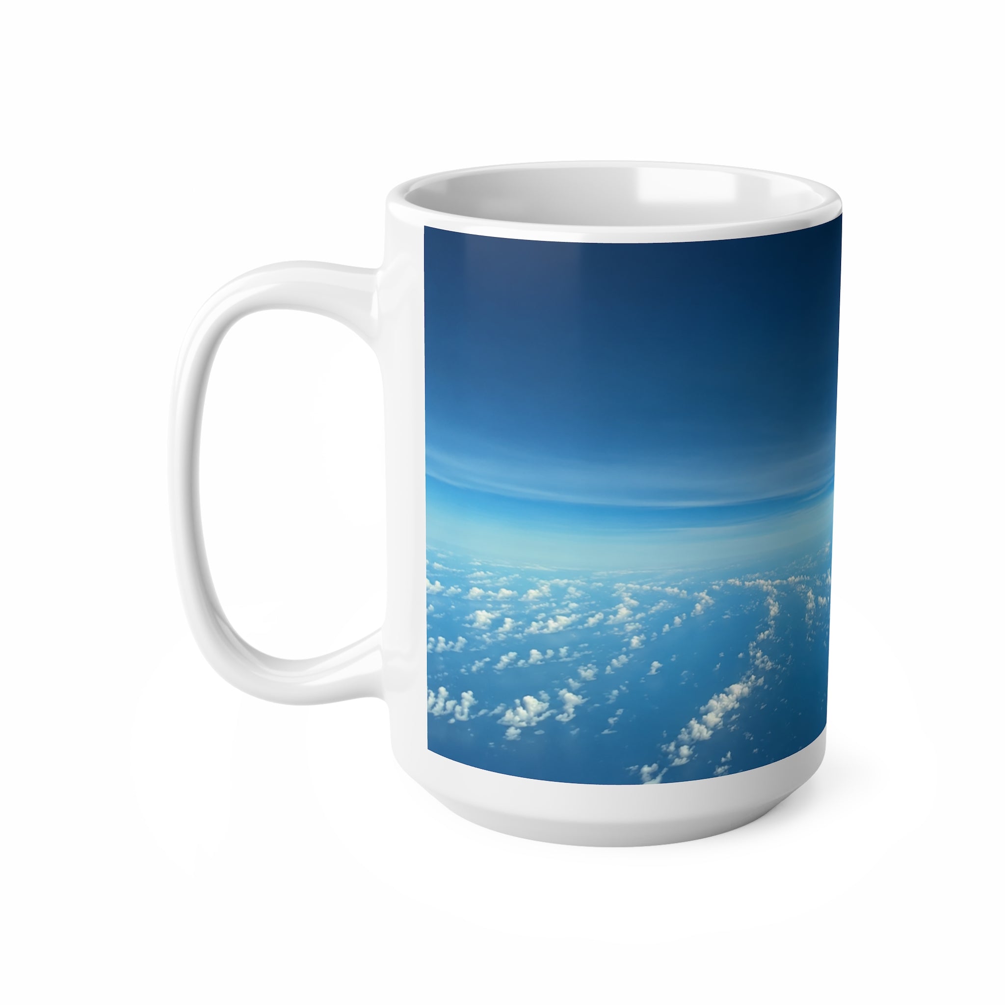 Aerial Sky View Ceramic Coffee Mug — Airplane Window Photo, 11oz & 15oz