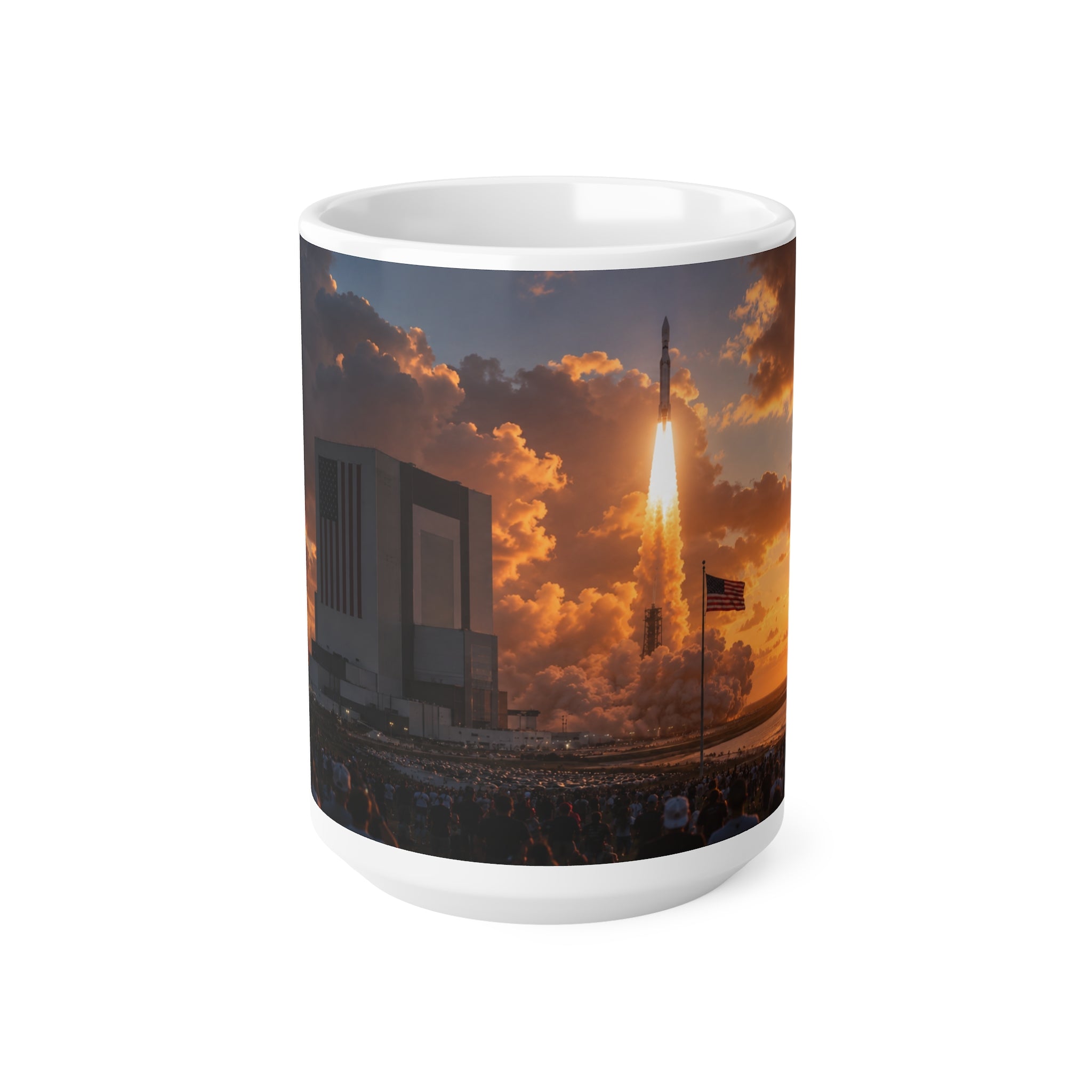 Florida Rocket Launch Coffee Mug — Sunset Space Shuttle Launch Photography Ceramic Mug (11oz & 15oz)