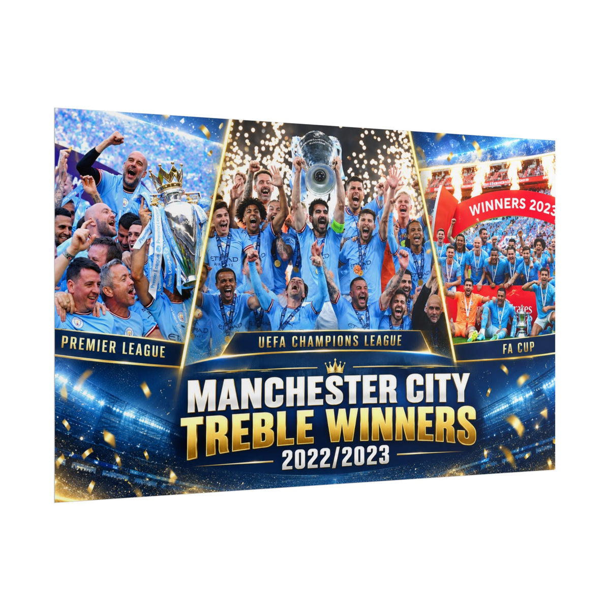 Manchester City Treble Winners 2022/2023 Poster