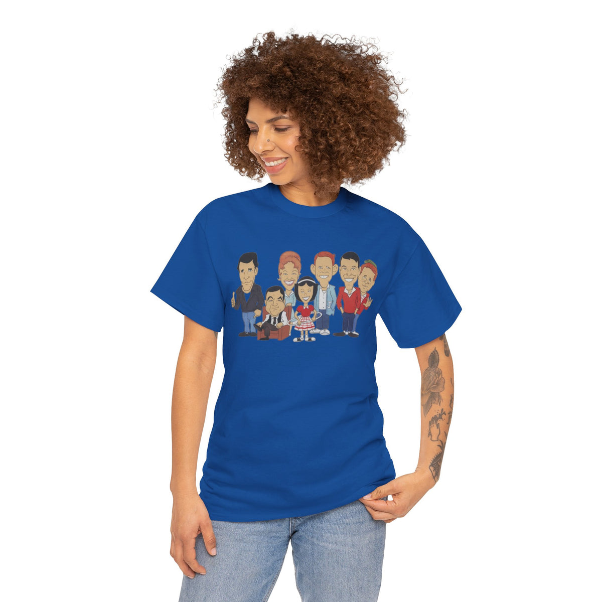 Happy Days Retro TV Cast Cartoon Tee - Vintage Sitcom Character Group Shirt