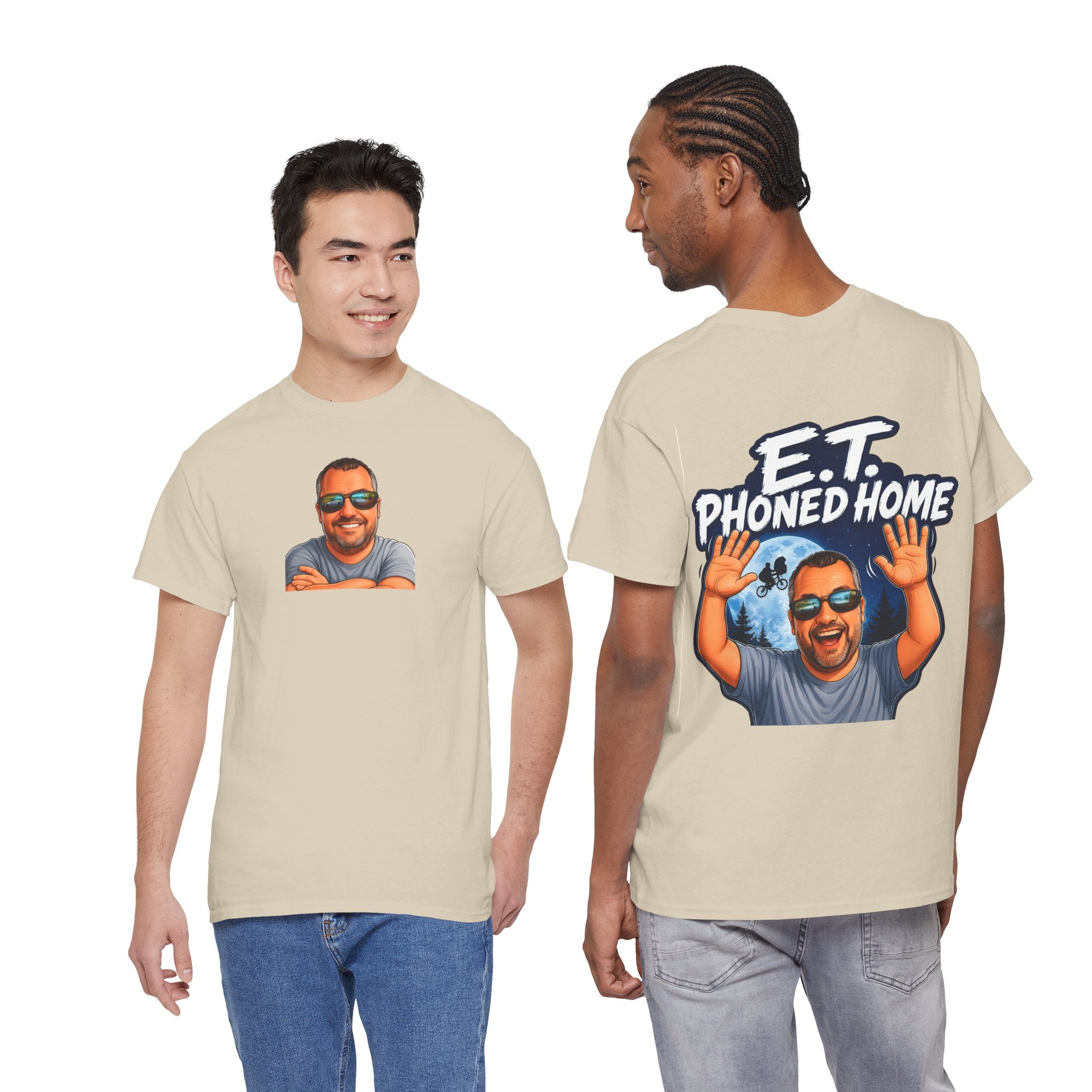Graphic Tee — "E.T. Phoned Home" Smiling Guy Retro Design
