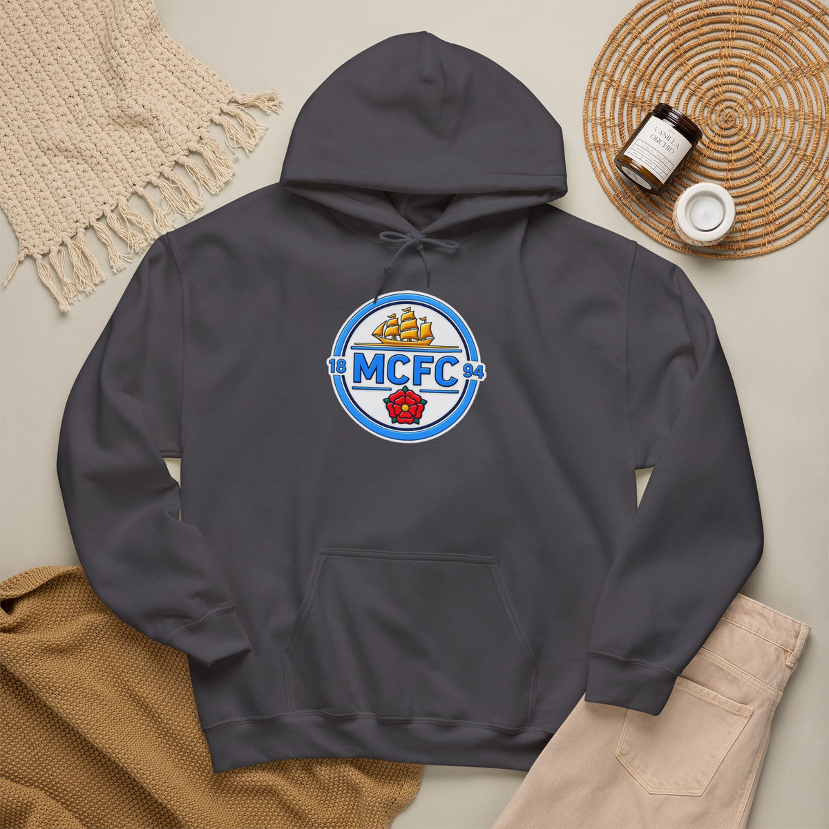 MCFC Logo Hoodie – Vintage Football Club Crest Pullover