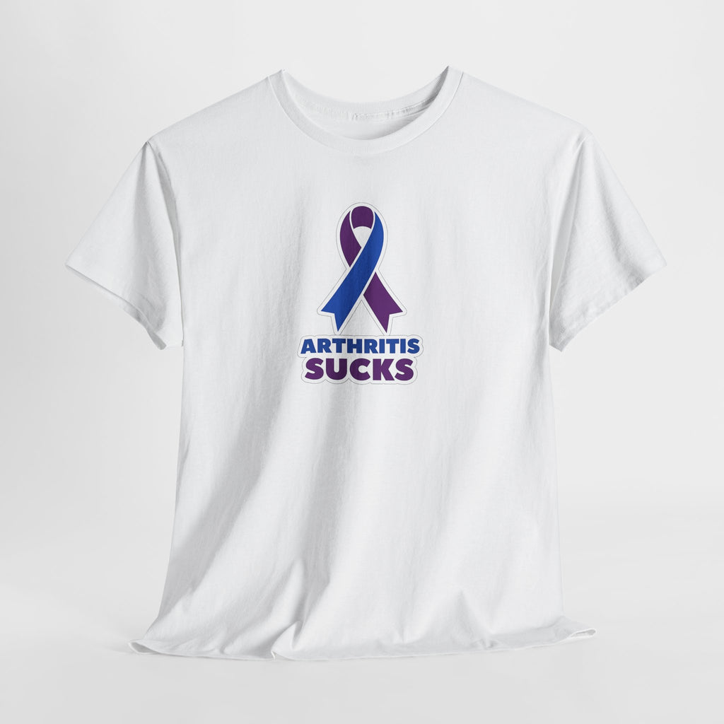 Arthritis Sucks Awareness T-Shirt — Purple & Blue Ribbon Support Tee