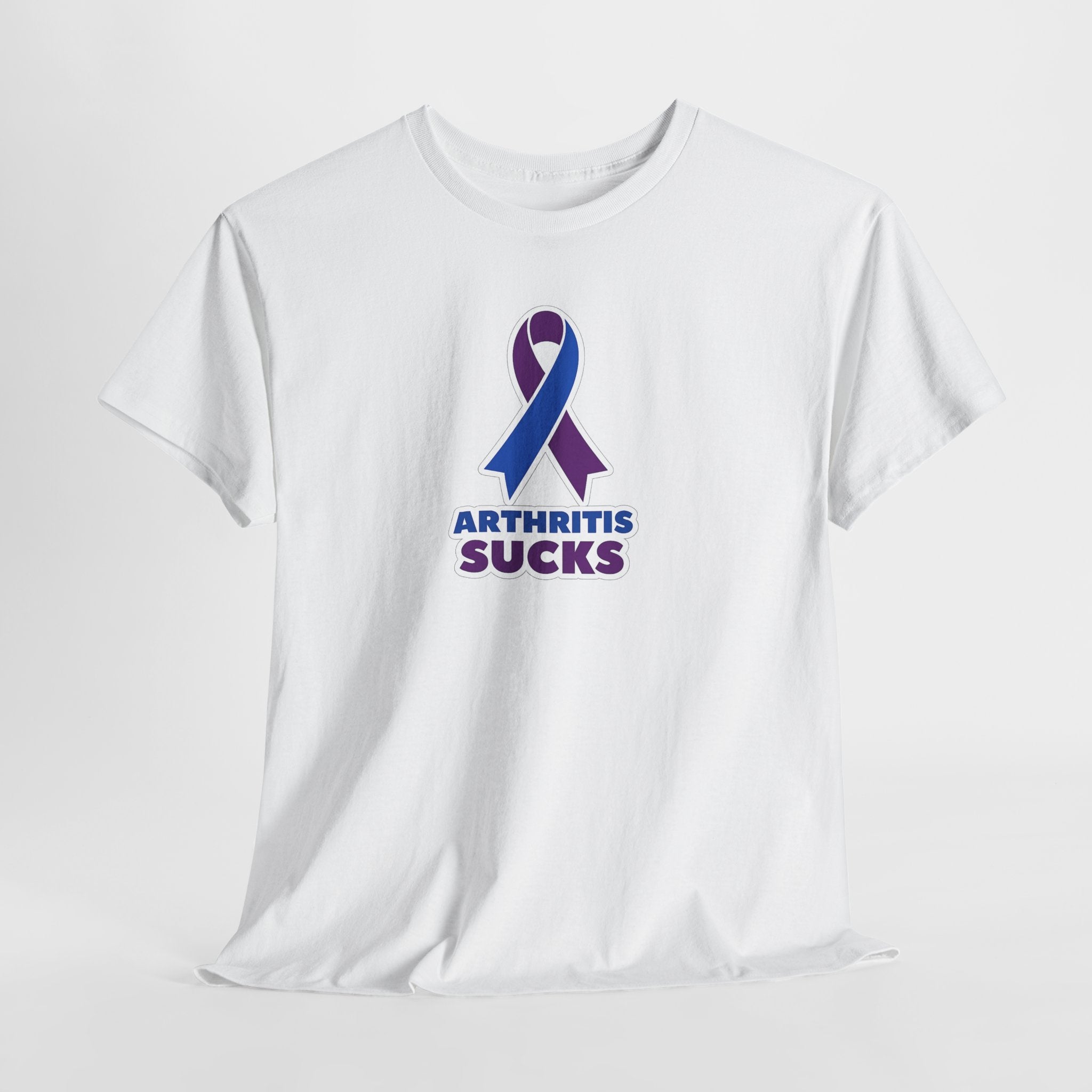 Arthritis Sucks Awareness T-Shirt — Purple & Blue Ribbon Support Tee