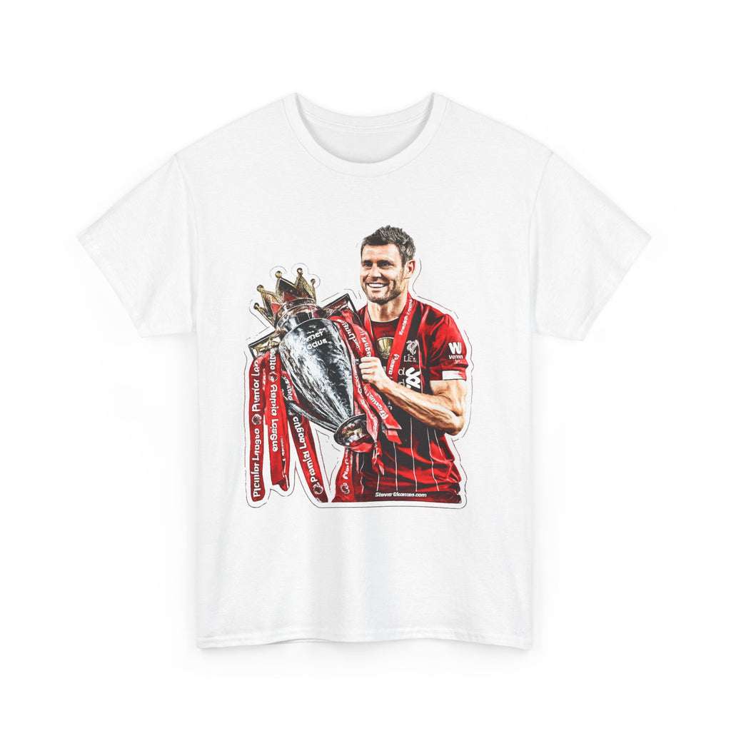 James Milner Liverpool Premier League Champion Trophy T-Shirt — Player Holding Premier Trophy