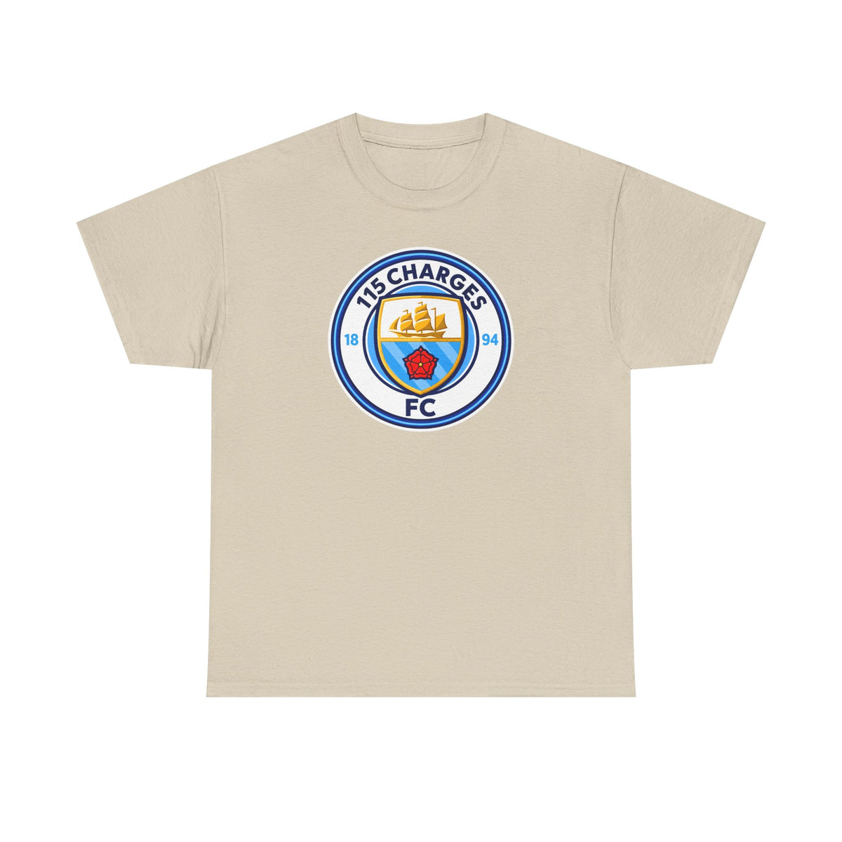 115 Charges FC Crest Cotton Tee — Vintage Blue Club Logo T-Shirt