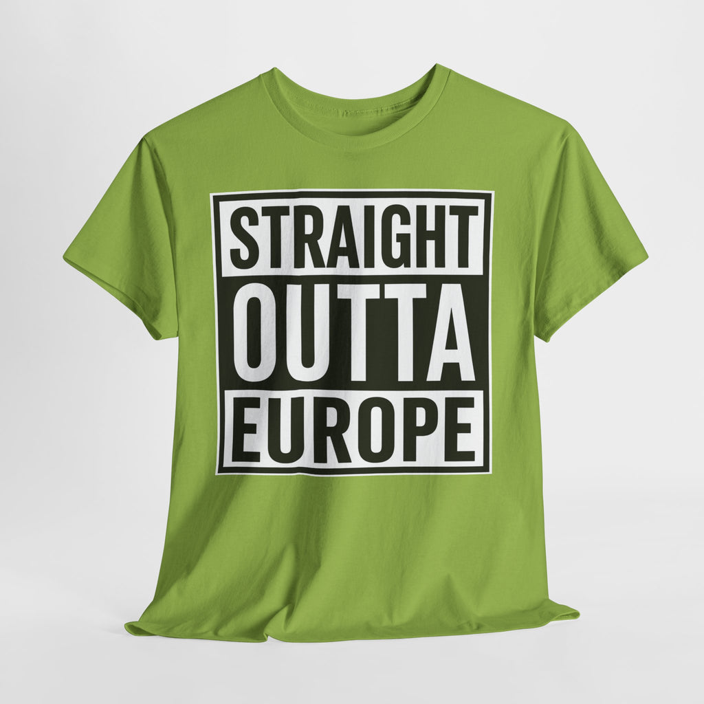 Straight Outta Europe T-Shirt — Bold Black Box Graphic Tee