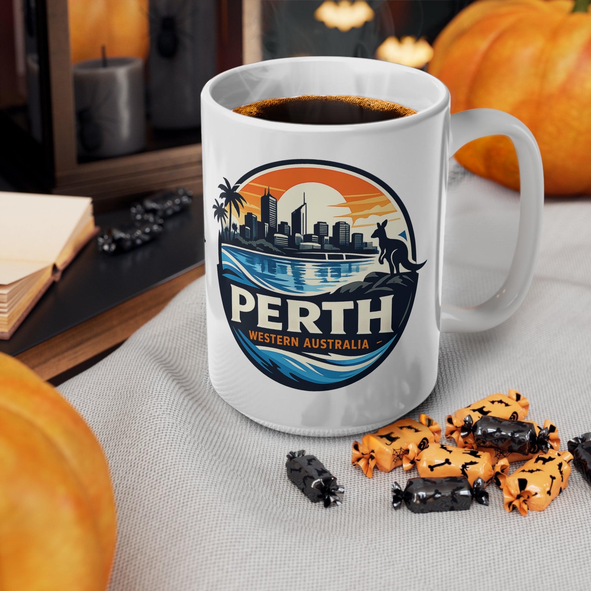 Perth Skyline Ceramic Mug — Western Australia Souvenir Coffee Cup (11oz & 15oz)