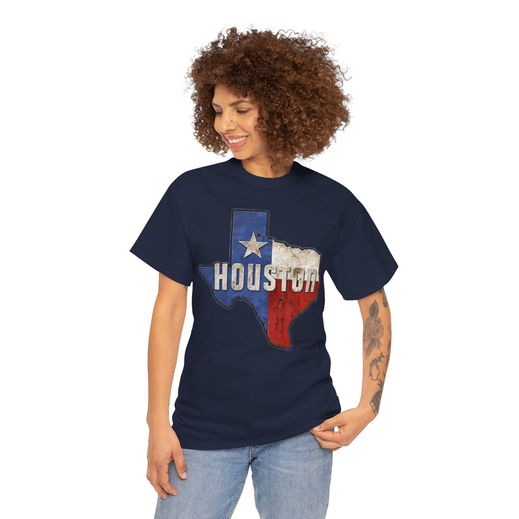 Houston Texas Flag Graphic Tee — Vintage State Outline T-Shirt
