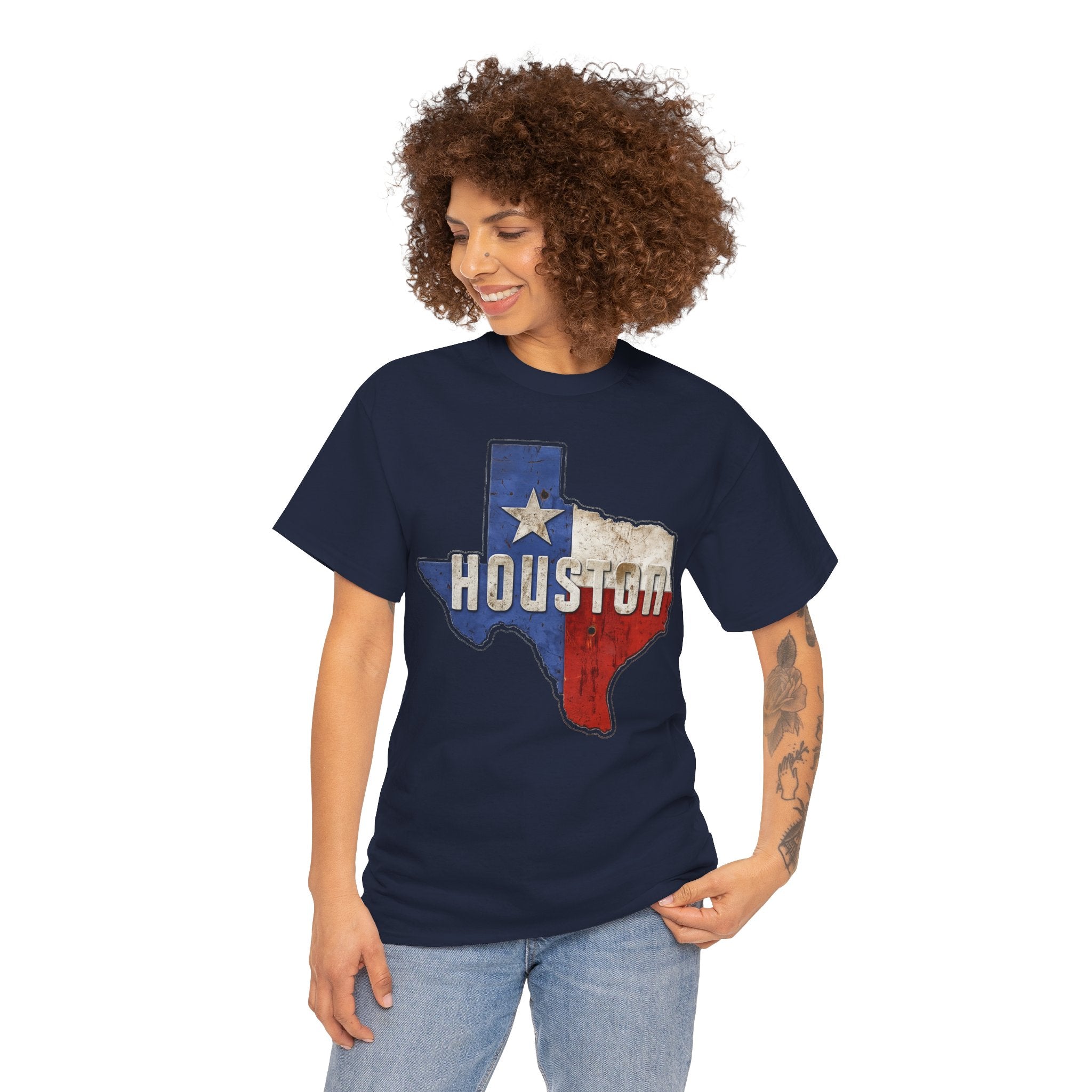 Houston Texas Flag Graphic Tee — Vintage State Outline T-Shirt